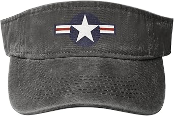 Vintage Roundel of The USAF Sun Visor Hats for Women Men Cotton Adjustable Sports Empty Top Golf Cap Deep Heather