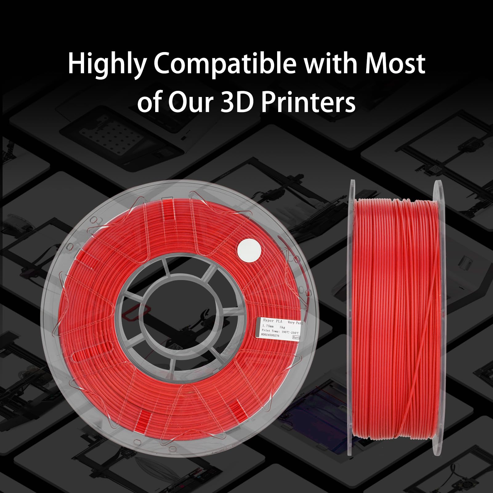 Filament Hyper PLA 1Kg, materiał do Drukarki 3D do Szybszego Druku, Wentylator PLA, Czarny, Biały, Czerwony, Niebieski
