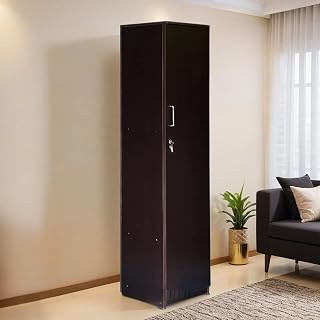 CASPIAN Engineered Wood 1 Door Wardrobe (Brown) | Pre-Assembled Furniture | Almirah/Cupboard for Bedroom Clothes Storage Organizer with 5 Compartments & 1 Hanging Space