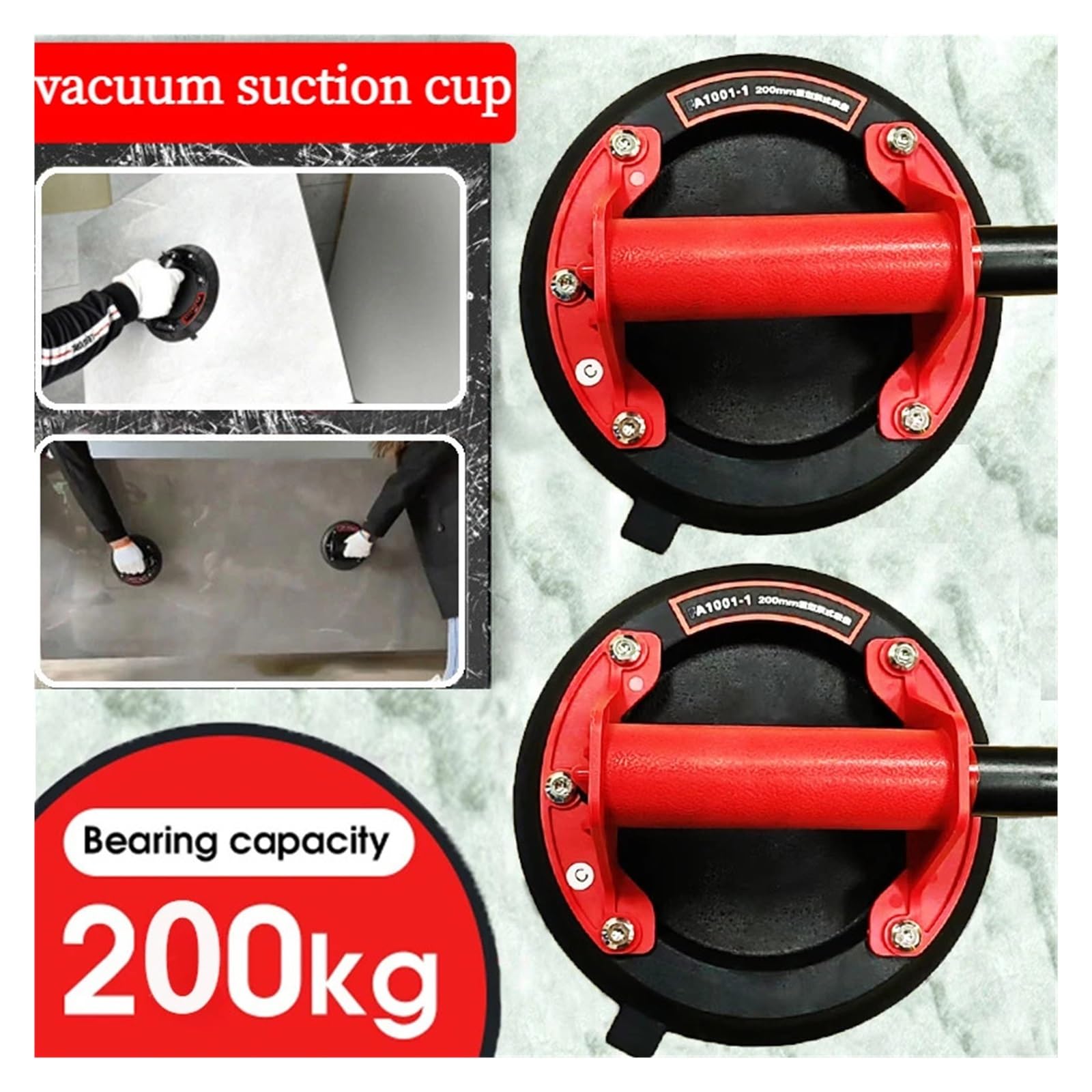 Assembleur de Joints Ventouse sous vide de 8 pouces, capacité charge 200 kg, pompe à main robuste, ventouse for le levage manuel carreaux granit et verre(1 PCS)