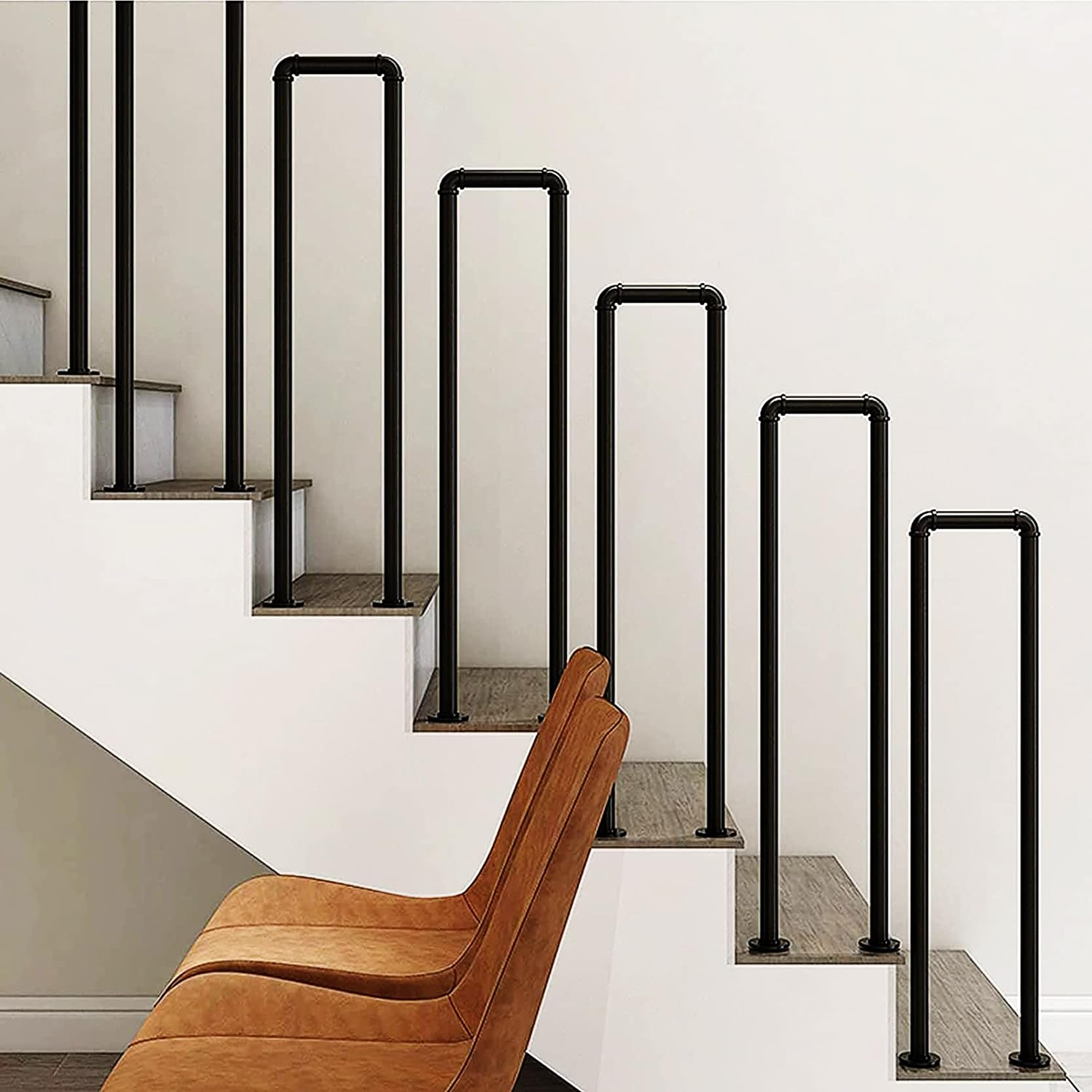 FKXSXAZ Handrail for Outdoor Steps,Industrial Wrought Iron Hand Rails Stairs,Grab Bars Elderly, Handicap Railing Exterior Steps,Railings House(Size:55cm/21.7in)