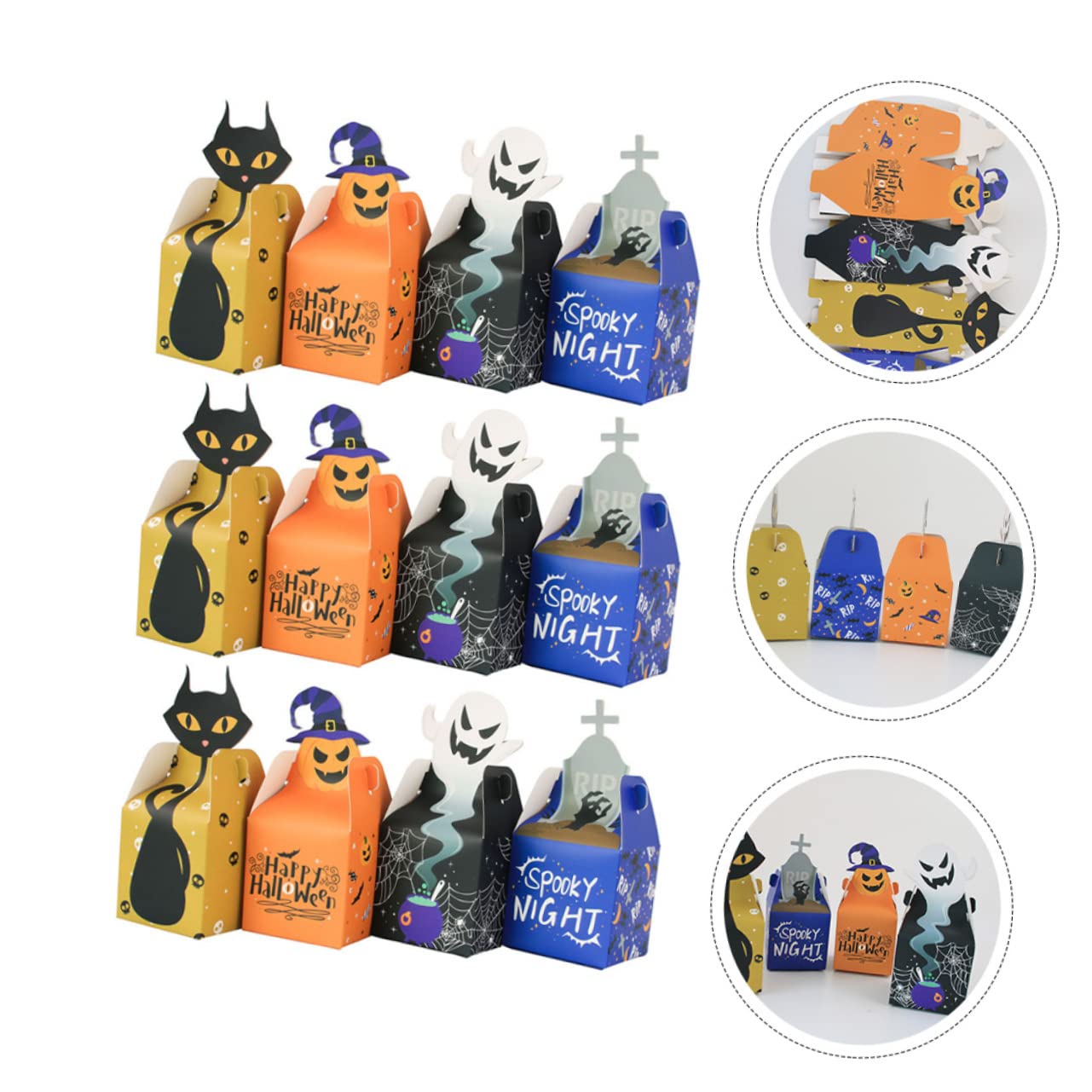 PRETYZOOM 5 Sätze Halloween-süßigkeiten-box Halloween-partygeschenke Halloween Party Dekoration Halloween Behälter Für Süßigkeiten Halloween Mitbringsel Lustige Bonbonhalter 12 Stück * 5