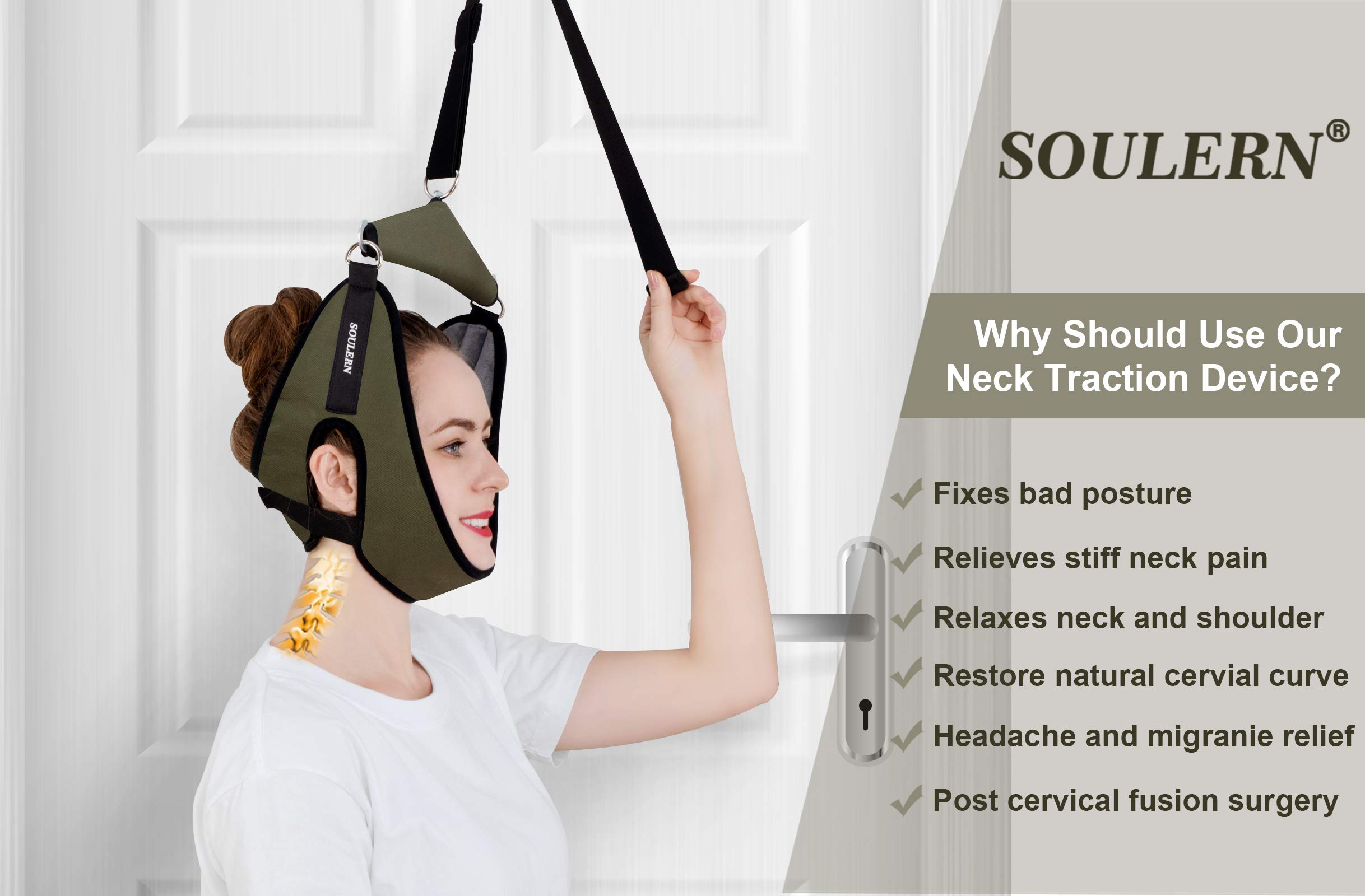Cervical Neck Traction Device, Neck Stretcher for Pain Relief, Over Door Cervical Traction for