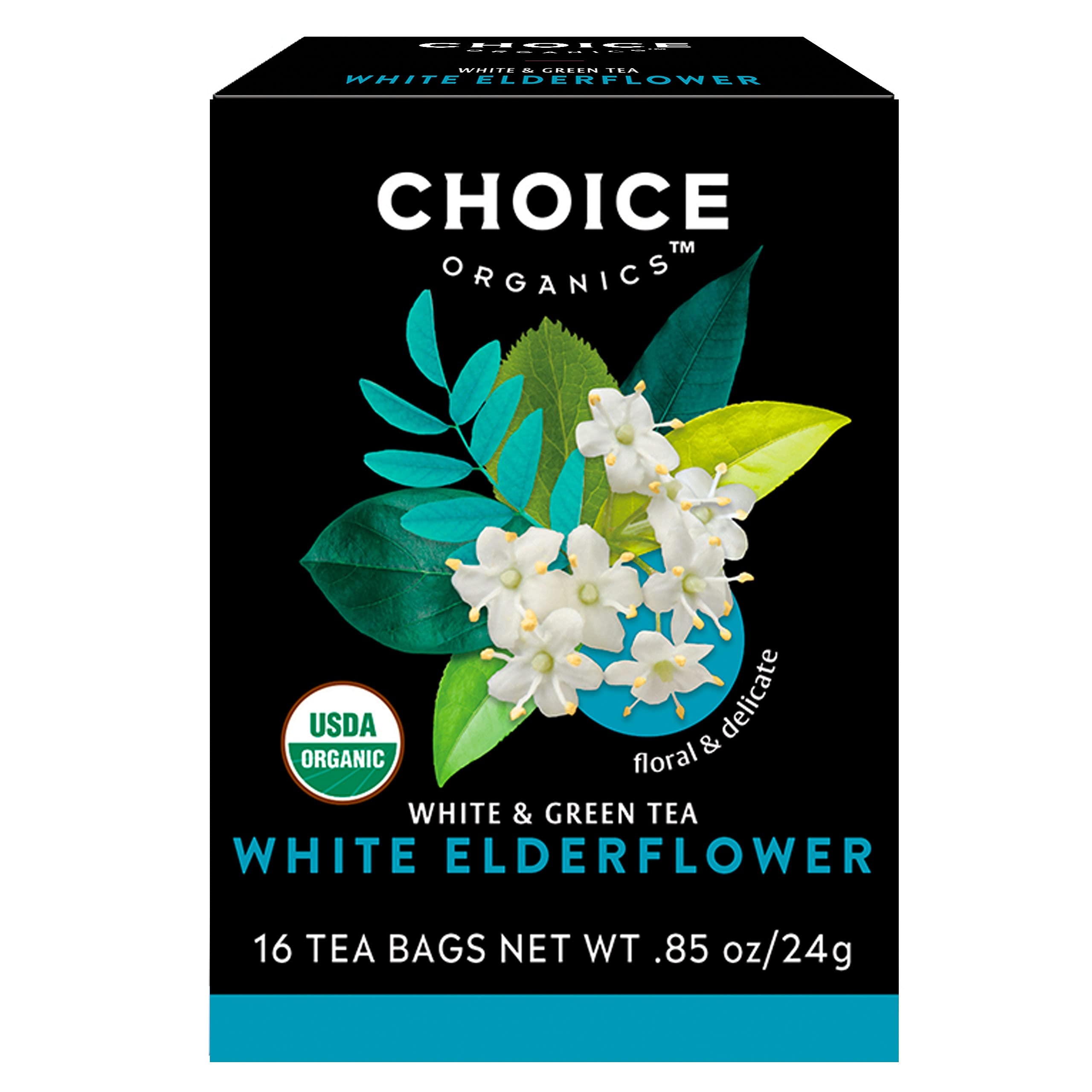 White Elderflower Tea - Organic White & Green Tea - 16 Tea Bags (Pack of 1)