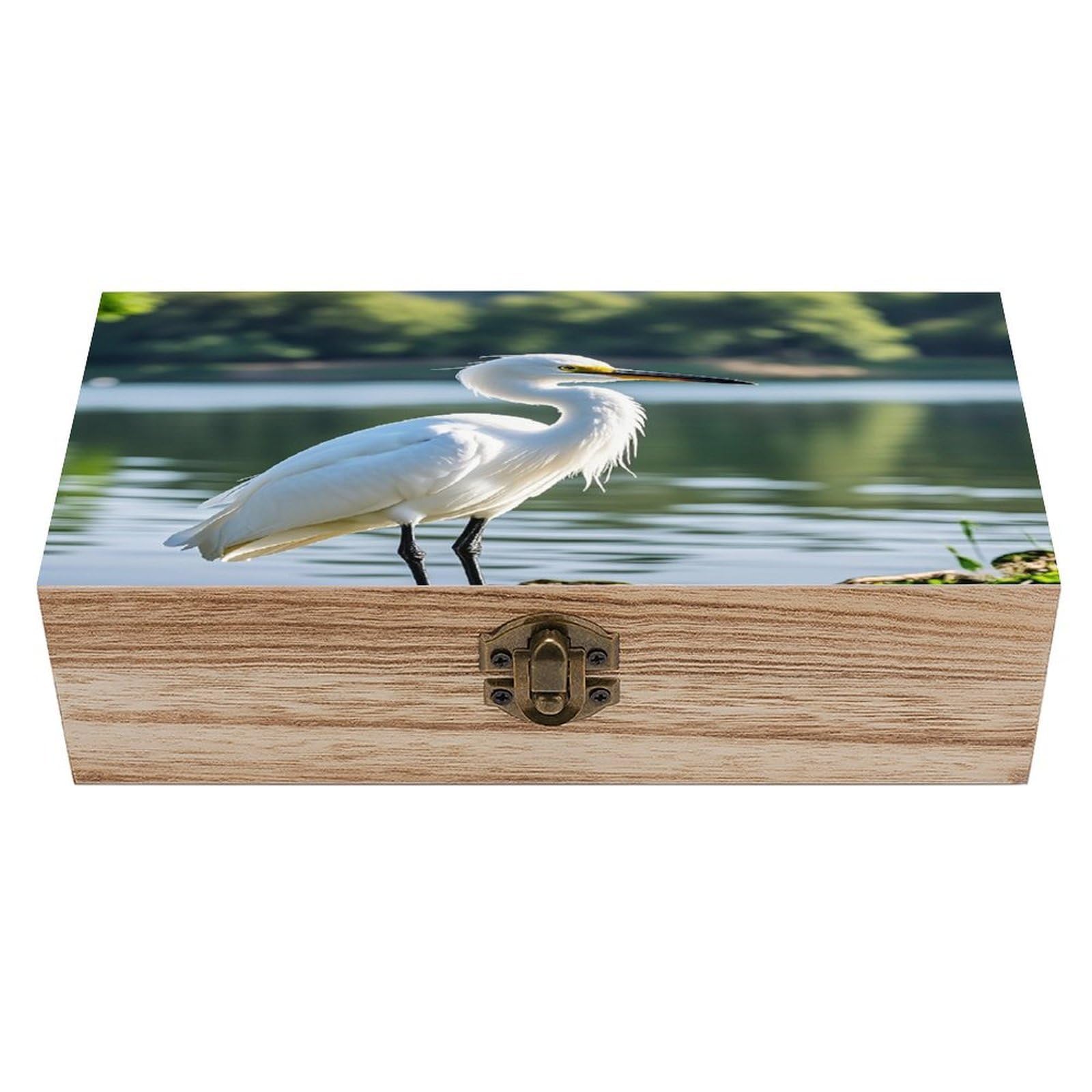 FekiLoot Heron Wooden Box with Hinged Lid Vintage Storage Box Beautifully Keepsake Boxes Jewellery Organiser & Trinket Holder Unique Gift Ideas for Men & Women