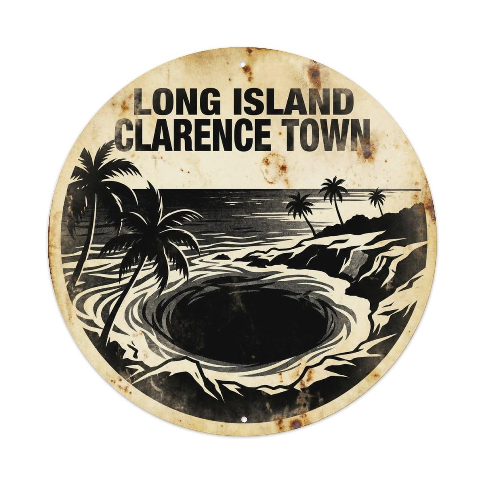 Long Island Clarence Town Tropical Coast High Contrast Metal Tin Sign