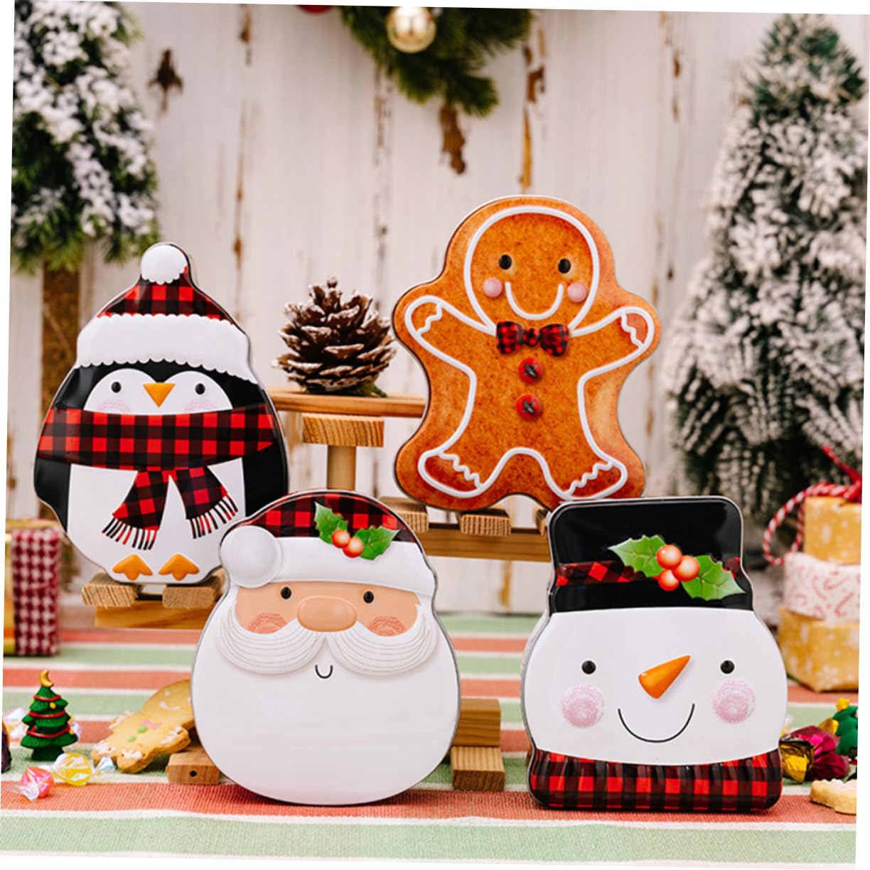 Abaodam Weihnachts-Keksboxen – 5 Stück, Kunststoff, Ca. 10x7x15 Cm – Für Süßigkeiten, Deko & Als Geschenk