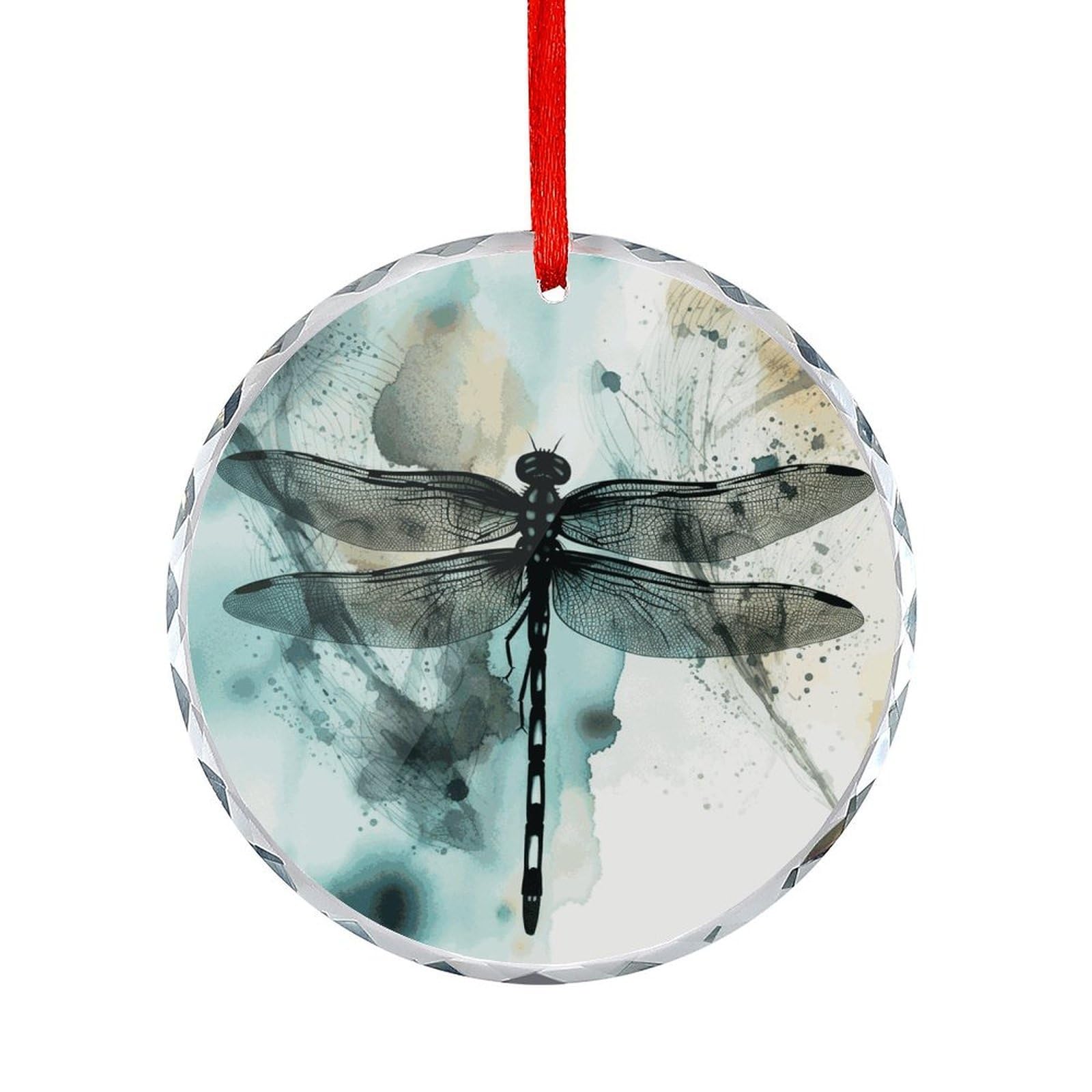 Btcowzrv Style Ink Dragonfly Round Ornament Hanging Pendant Decor
