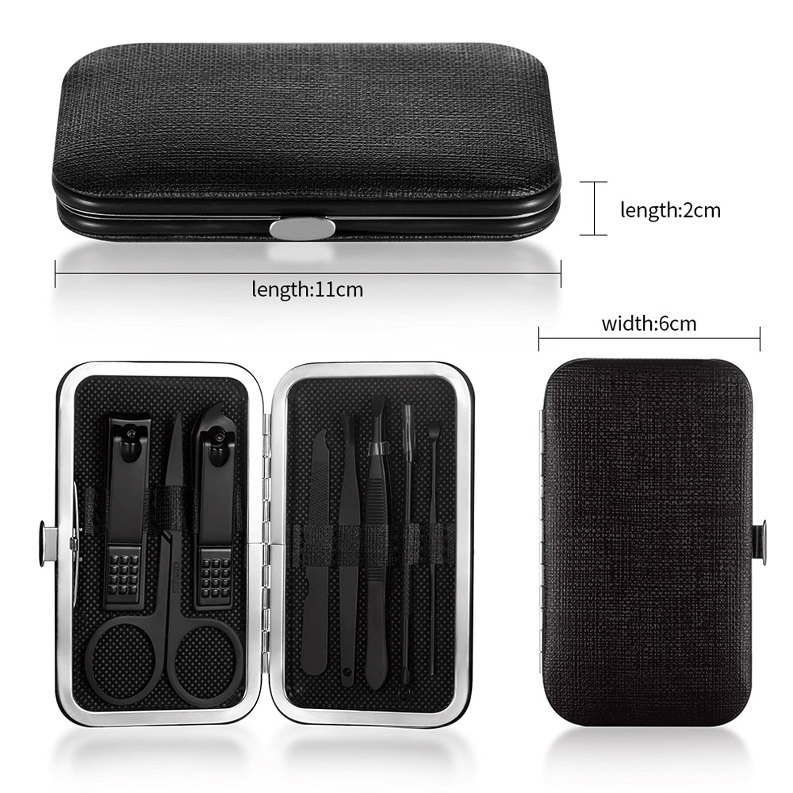 XIANGFAZJD Cortauñas 8PCS Clippers Clippers Portátil Archivo de uñas de Acero Inoxidable Pinzas Tweezers Set Tijeras Profesionales con Kits de Cortador de manicura