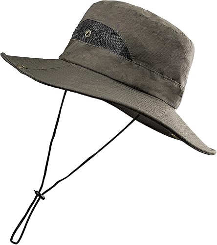 Sombreros de sol para hombre, sombrero de pesca de ala ancha, sombrero de safari con doble capa de malla transpirable, diseño de ala plegable, disponible en Yaxa Peru