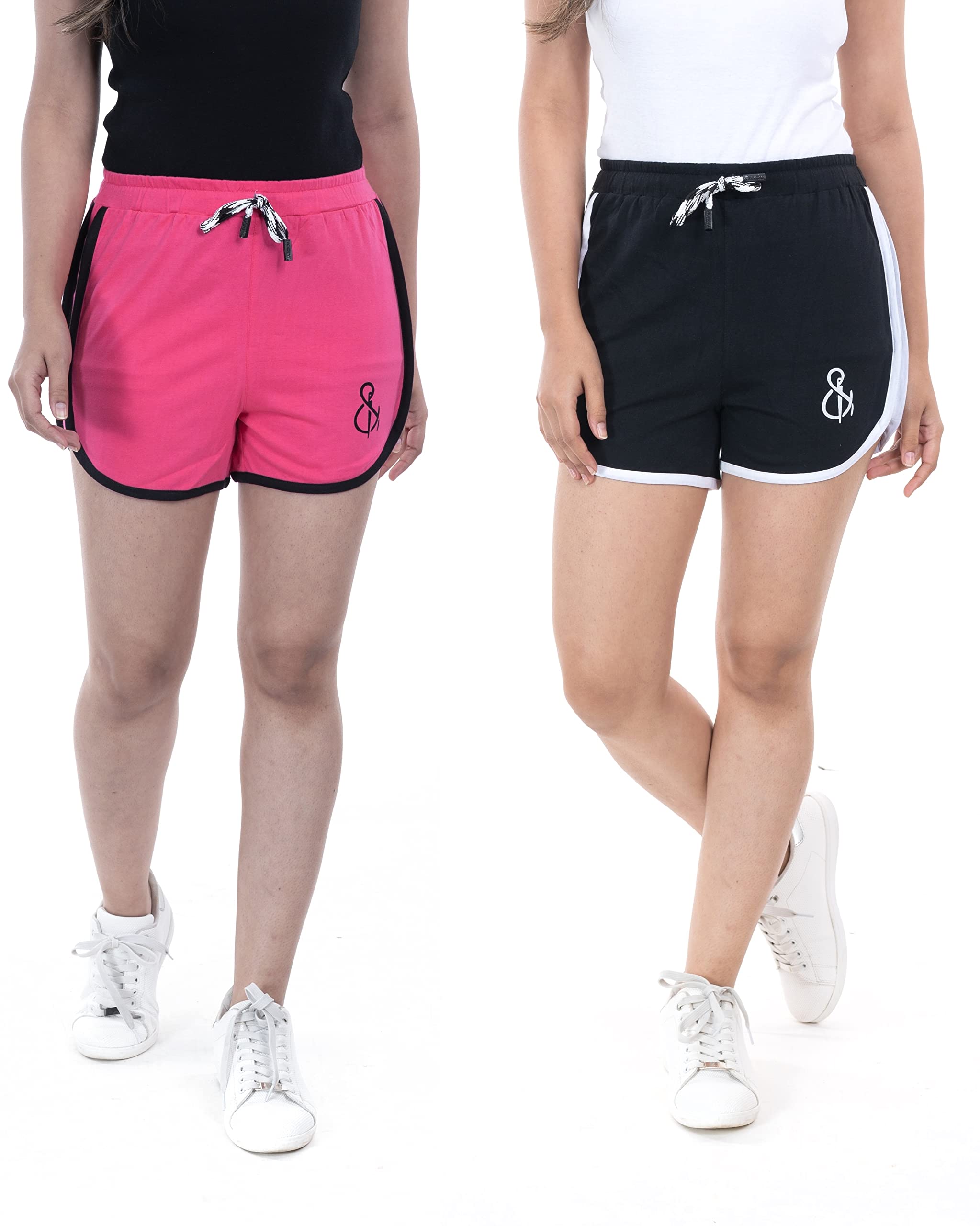 styleaone Self Design Women's Night Shorts, Gym Shorts, Cycling Shorts, Running Shorts, Sports Shorts, Yoga Shorts (Pack of 2)-picture-18