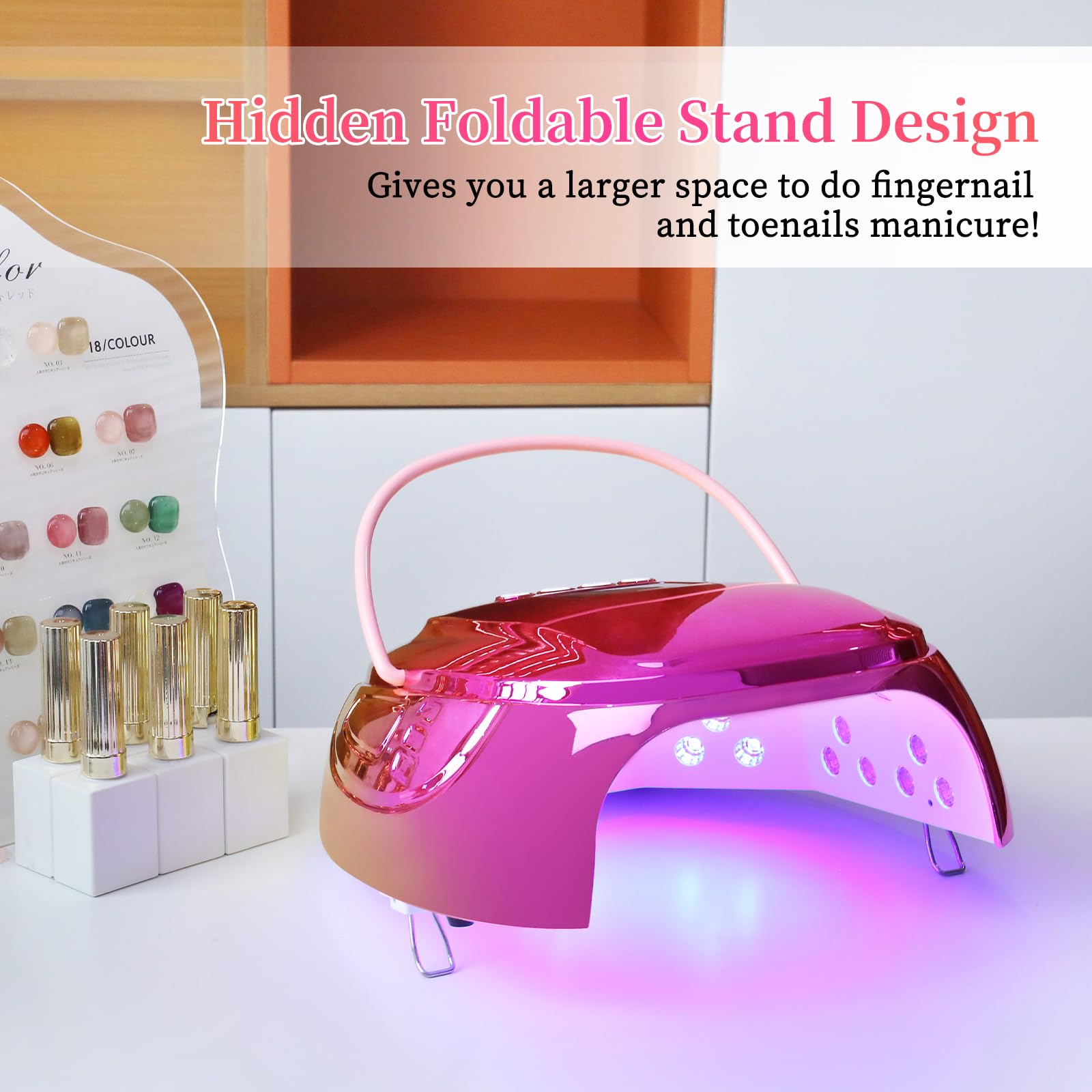 Lampada per unghie ricaricabile UV LED, 126 W, portatile, senza fili, con sensore automatico e 4 impostazioni di timer, lampada per polimerizzazione professionale per smalto gel e salone