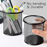 Vista 5 de Ameceres Paquete de 4 soportes de malla de alambre para lápices, vasos de metal, estuche organizador de bolígrafos, tarro negro para oficina y hogar