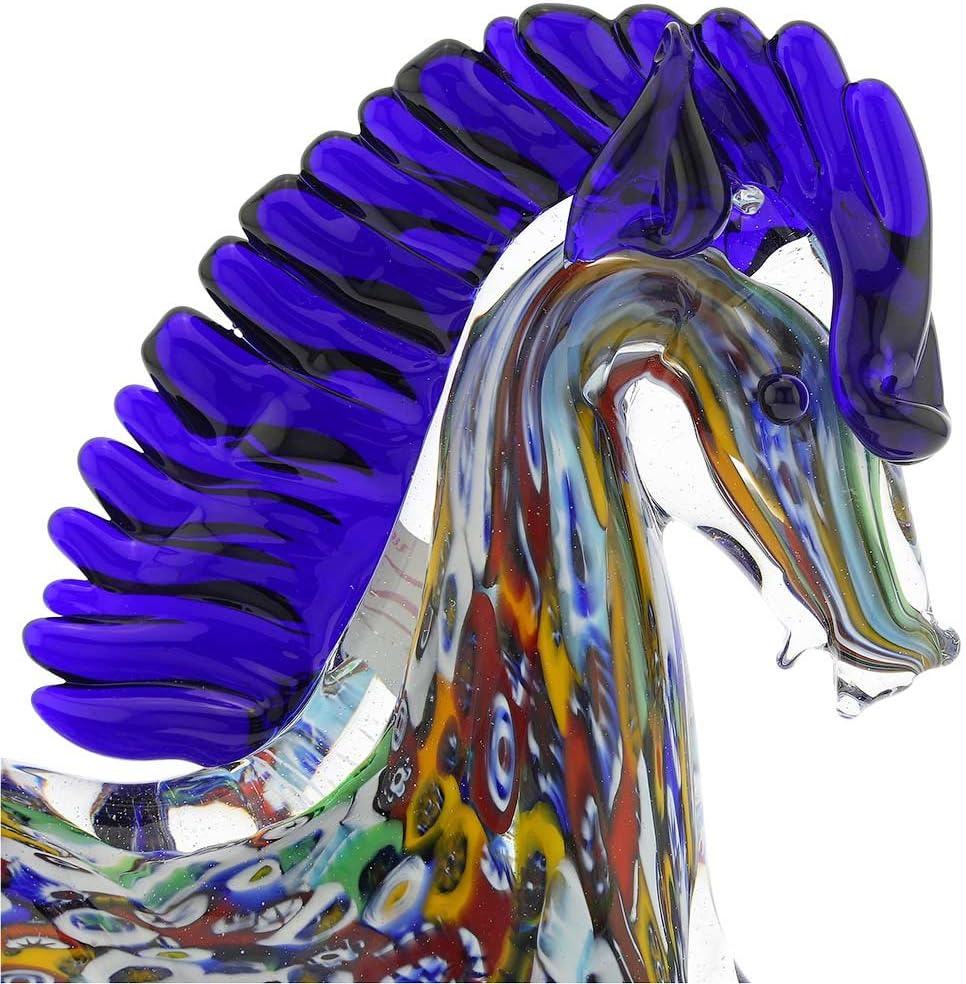 GlassOfVenice Murano Glass Millefiori Kneeling Horse