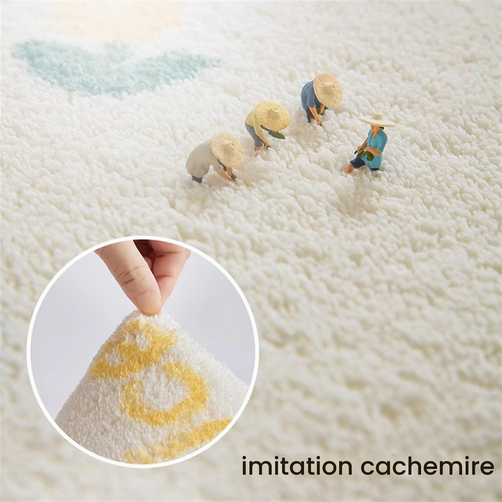SUABON Tapis ovale irrégulier, tapis moderne imitation cachemire, antidérapant et lavable, tapis de sol pour décoration de chambre à coucher, tapis moderne pour salon