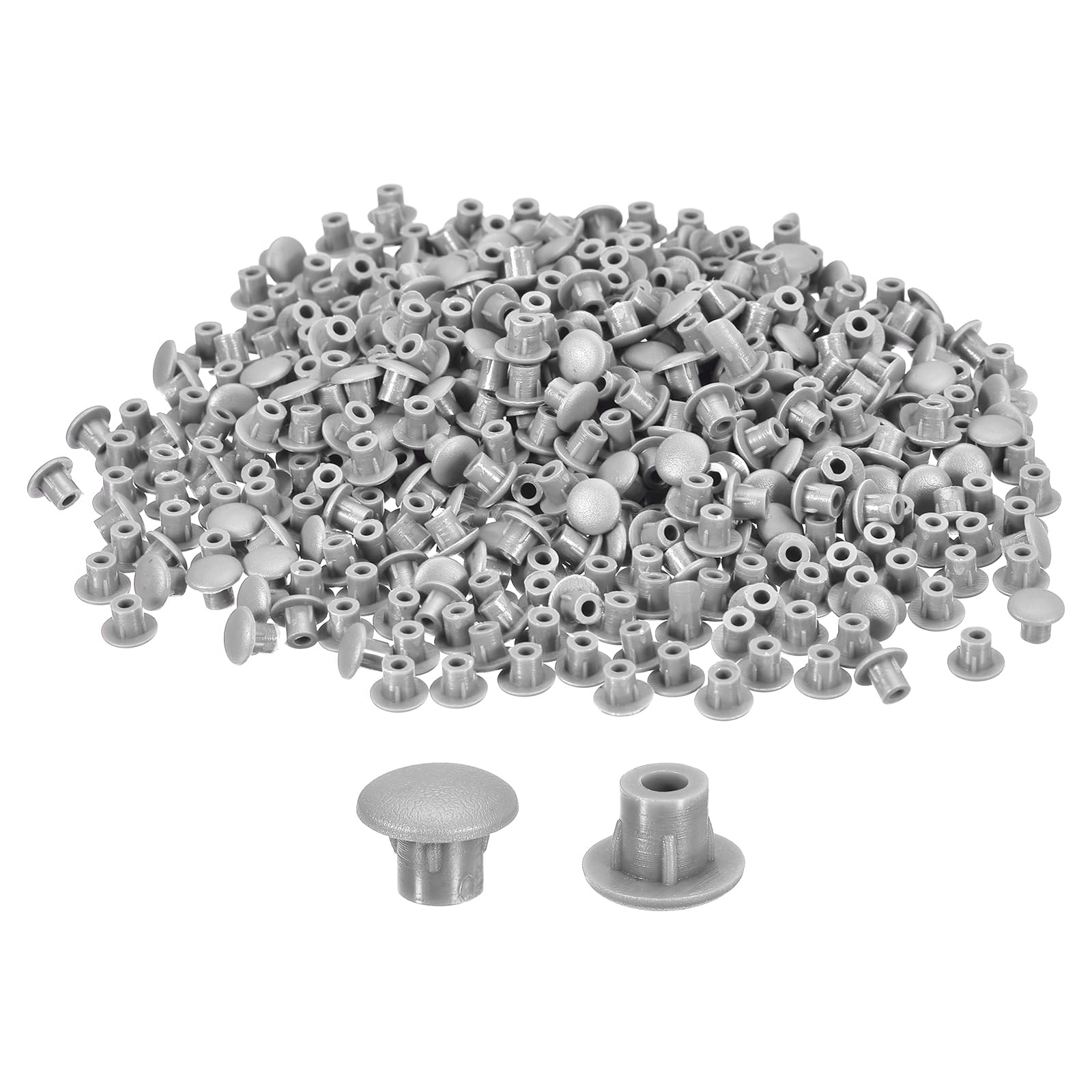 uxcell 2000Pcs Screw Hole Plugs, 5mm(3/16") Dia Plastic Round Button Plugs Snap in Locking Hole Covers Flush Type Caps for Furniture Cabinet, Light Grey