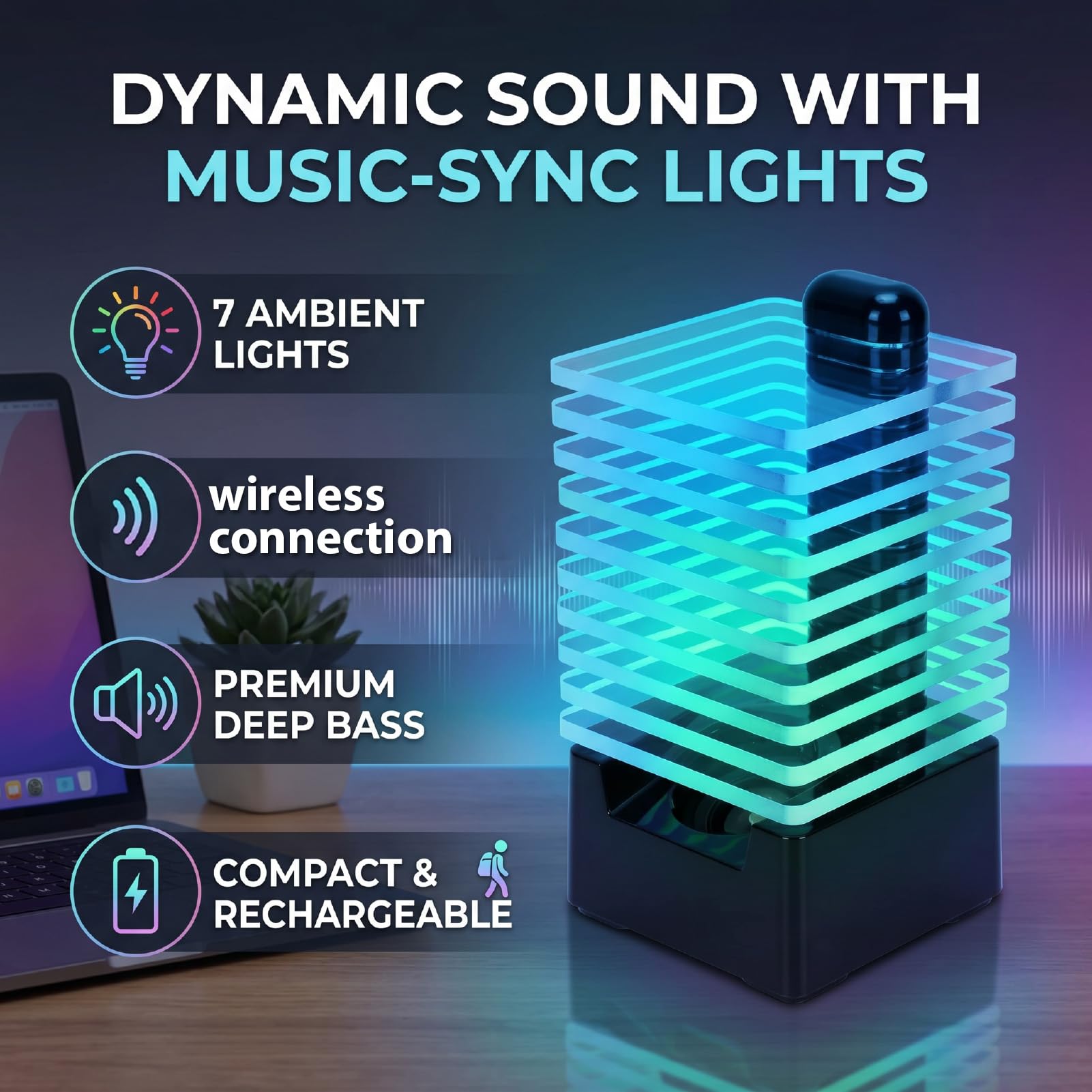Altoparlante con Luce LED e Tecnologia Bassi Profondi per Serate Rilassanti Compatto e Ricaricabile per gli Amanti della Musica