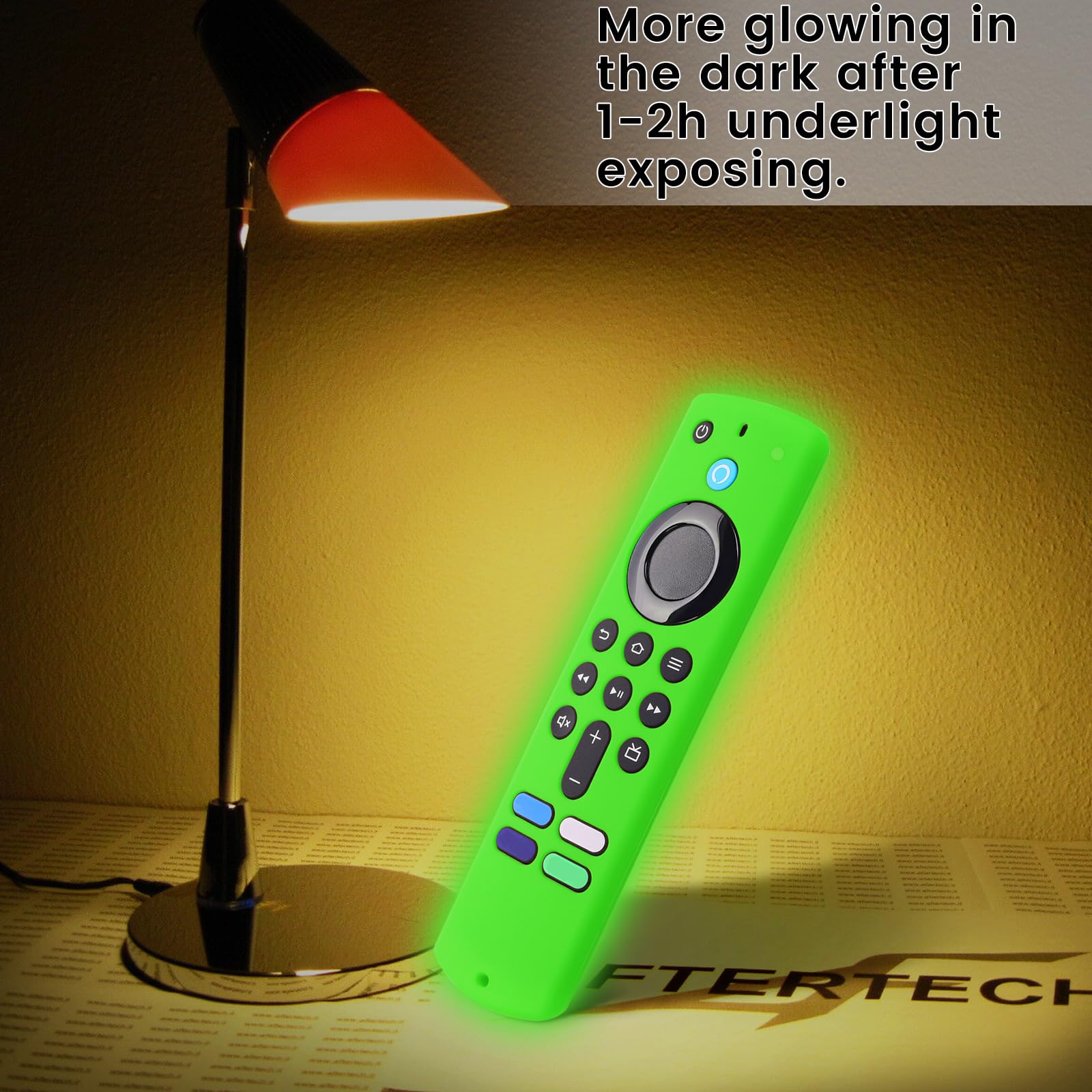 2-Pack Glowing Green + Glow Blue Remote Cover Compatible with Lenovo FireTV Stick, HD, 3rd Gen., 4K Remote Controls, Anti-Slip Silicone Protective Case with Lanyard, GITD!
