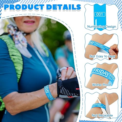 Miniatura 3 de Henoyso 600 pulseras de papel para eventos, pulseras de papel, pulseras de papel numeradas impermeables, pulseras de fiesta para eventos, día de la