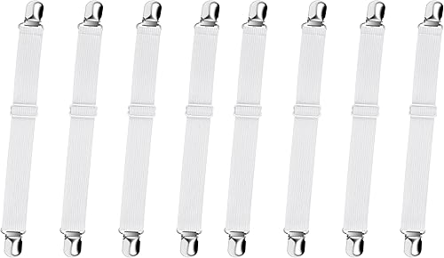 Miniatura 10 de Sopito Tirantes para sábanas, 4 piezas ajustables, sujetadores de sábanas resistentes, para colchones, sábanas bajeras, sábanas planas, color negro