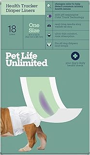 Pet Life Unlimited Health Tracker Dog Diaper Liners, pH Responsive Color-Track Technology Detects Common Health Issues, 18...