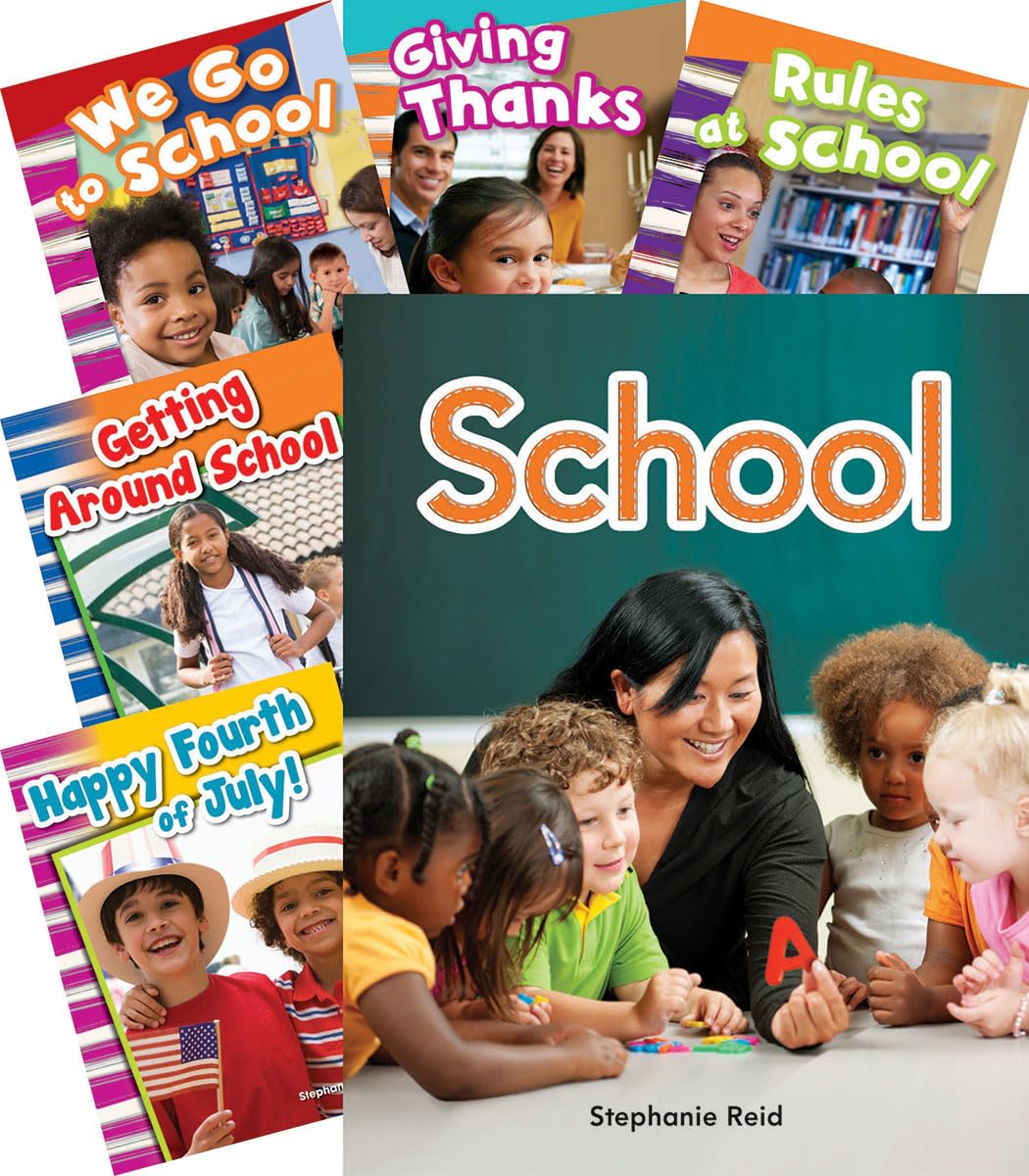 Teacher Created Materials - Classroom Library Collections: School and Holidays - 7 Book Set - Grades PreK-2 - Guided Reading Level A - J