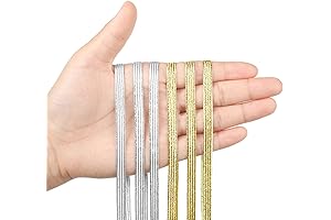 2 Rolls Silver and Gold Elastic Glitter Ribbon