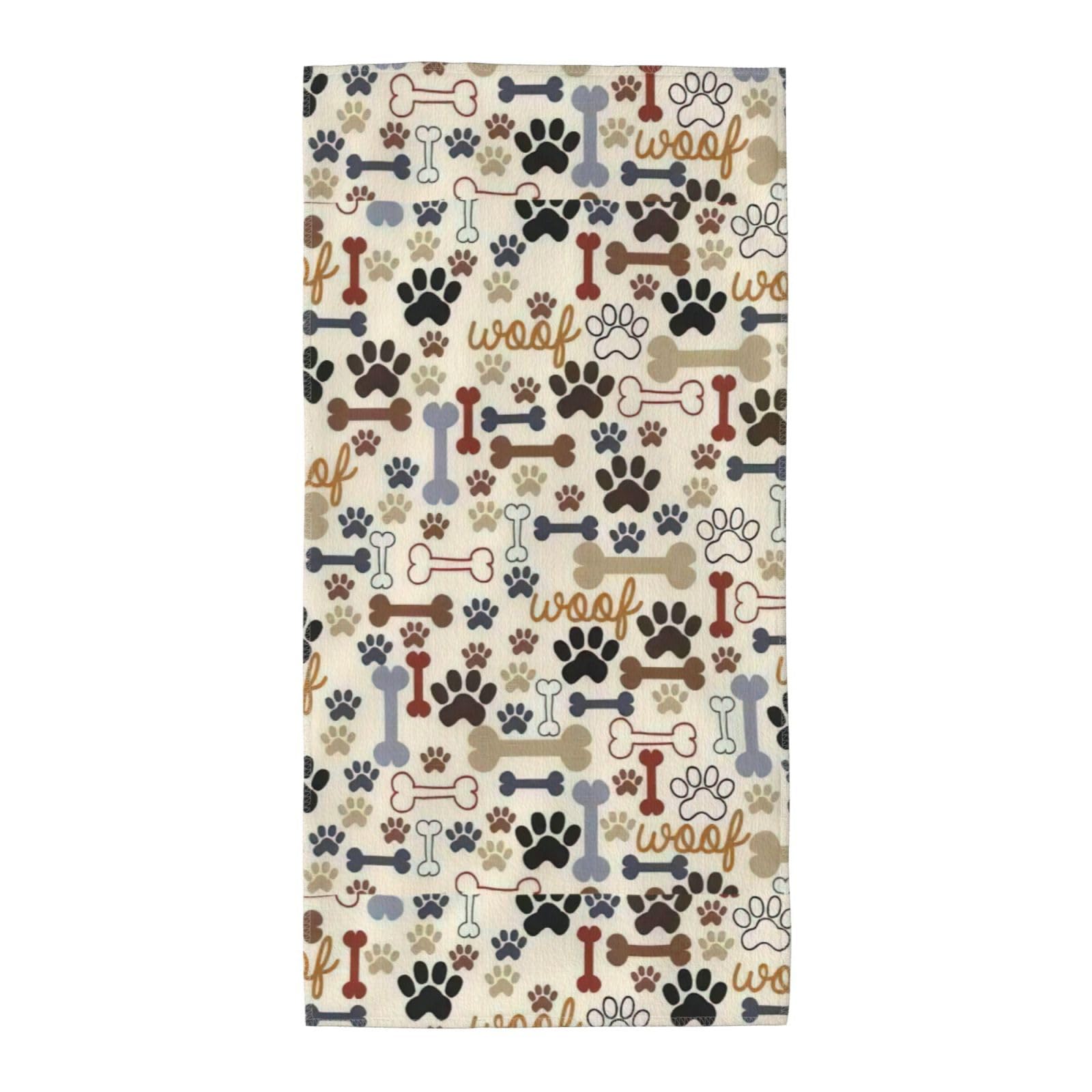 Cbaaghh Dog Bones Paw Print Towel, Towels Thick Face Towels Fast Drying Washcloth For Bath, Spa, Gym