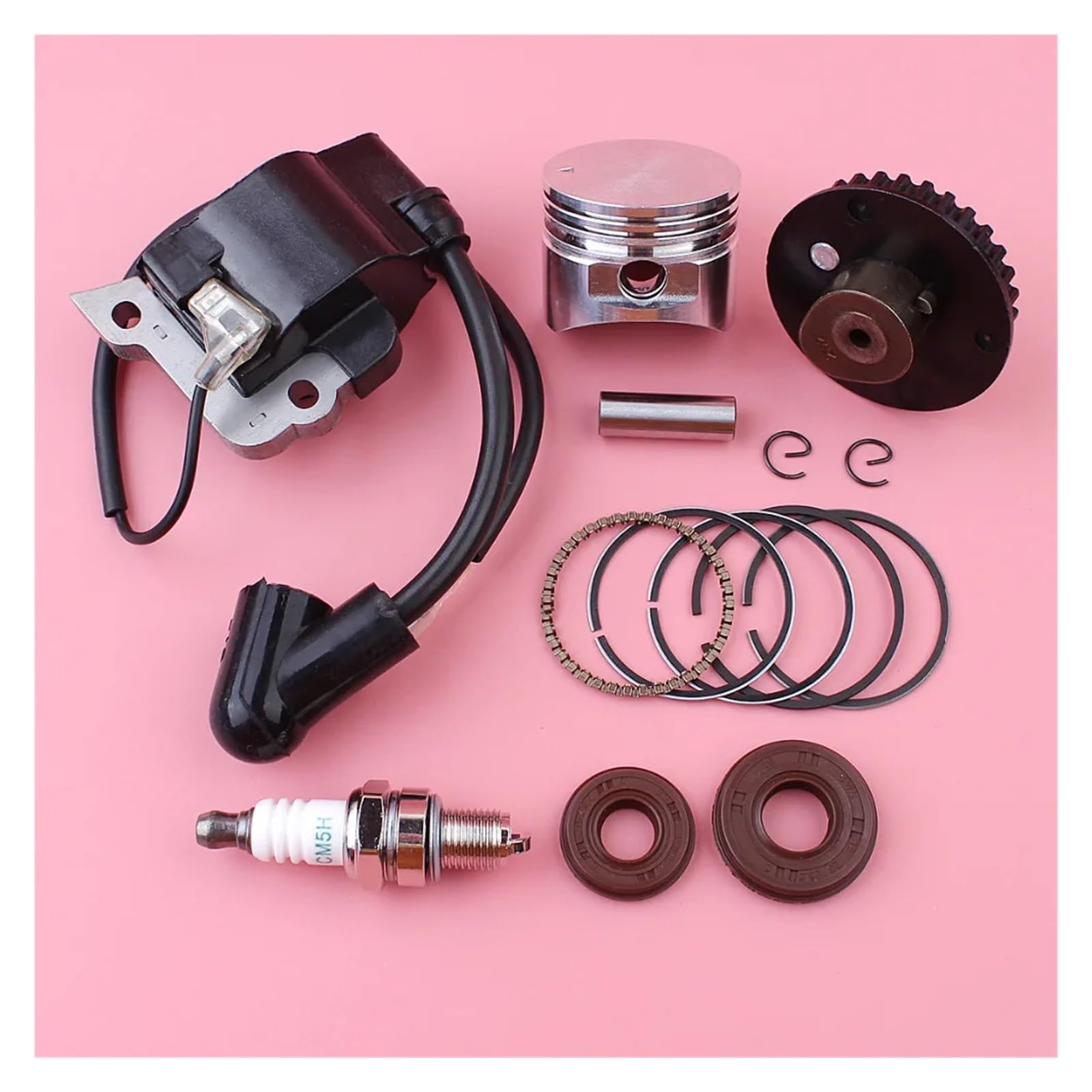 Bobina de Encendido, pistón de 35 mm, polea de árbol de levas, Kit de tapón de Sello de Aceite, Compatible con GX25 GX 25, 25 Engine Size, 4 Tiempos, Repuesto for cortacésped.