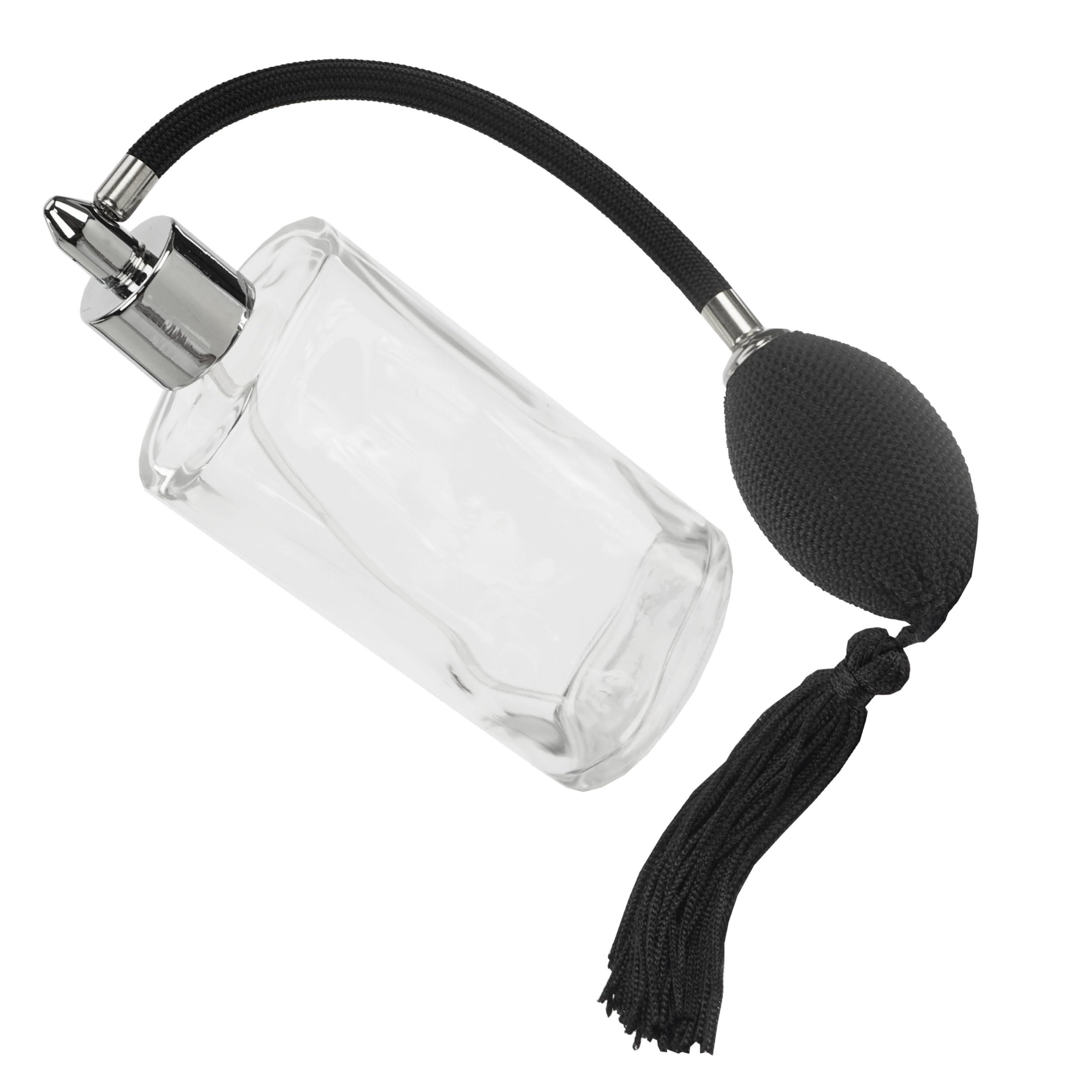 Fantasia szklany rozpylacz z pompką do piłki, do ponownego napełnienia 100 ml, perfumy rozpylacze do domu i w podróży, owalny, srebrny/czarny