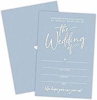 TPYEN Minimalist Blue Wedding Invitations - 25 Fill-in Double-Sided Cards with Envelopes, Mr & Mrs Style for Weddings & Parties