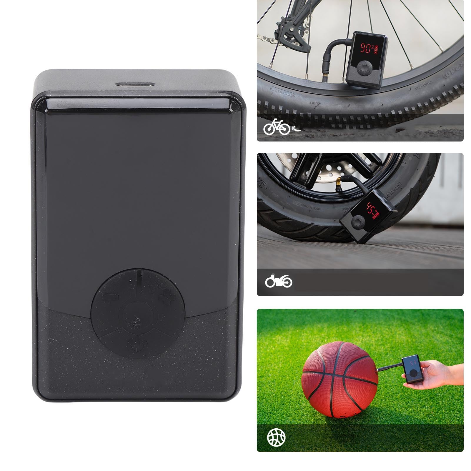 RiToEasysports Naładowany Inflator Opon, Inflator Opon Przenośna Pompa Powietrza 900 MAh Zakład Amerykański Francuski Zawór dla Motocykli, Roweru, Piłki