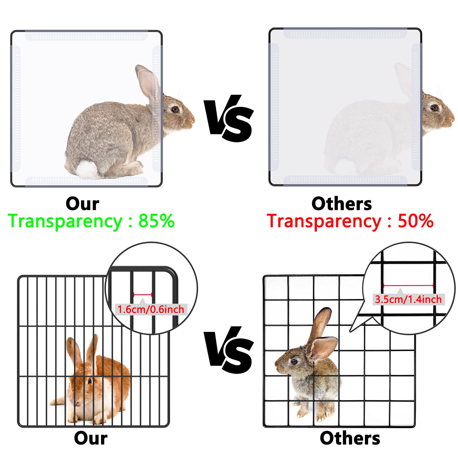 DINMO Corral para Animales Pequeños con Alfombra Oxford, 60 cm de Altura, Valla de Ejercicio para Mascotas, Protector del Hogar, Combinación de Malla de Hierro y Plástico, Visualización, Bricolaje