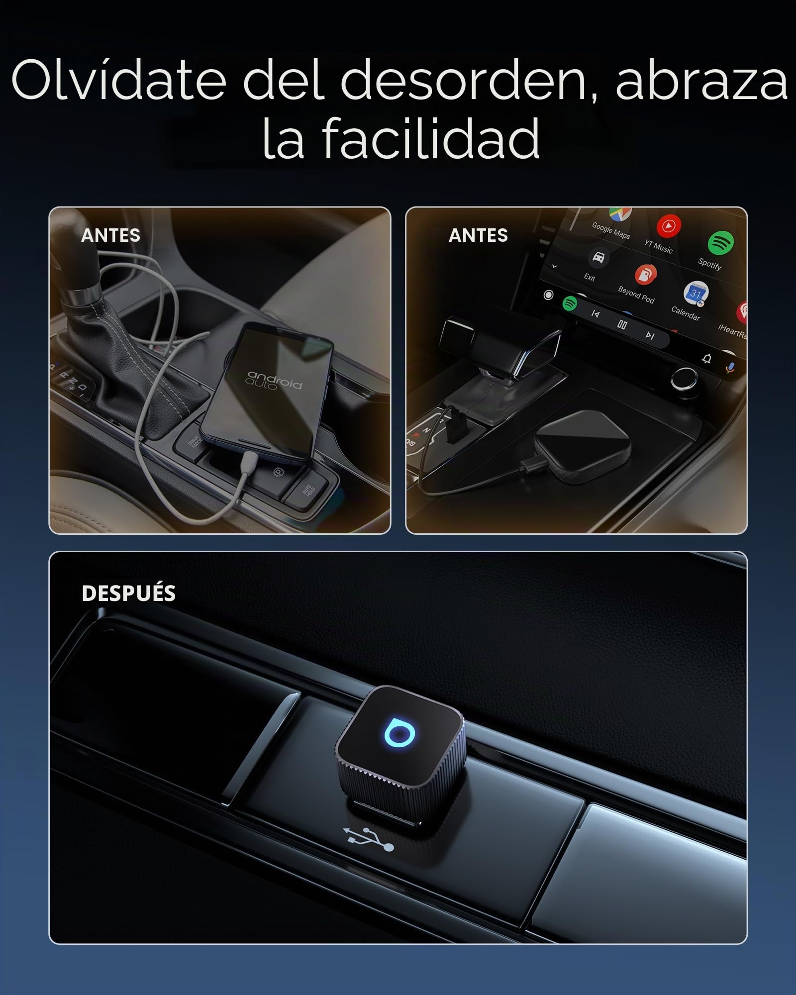OTTOCAST Mini Slim 2026 Adaptador Inalámbrico CarPlay y Android Auto, Adaptador 2 en 1 para Coches con CarPlay y Android Auto por Cable, Plug & Play, Reconexión Automática