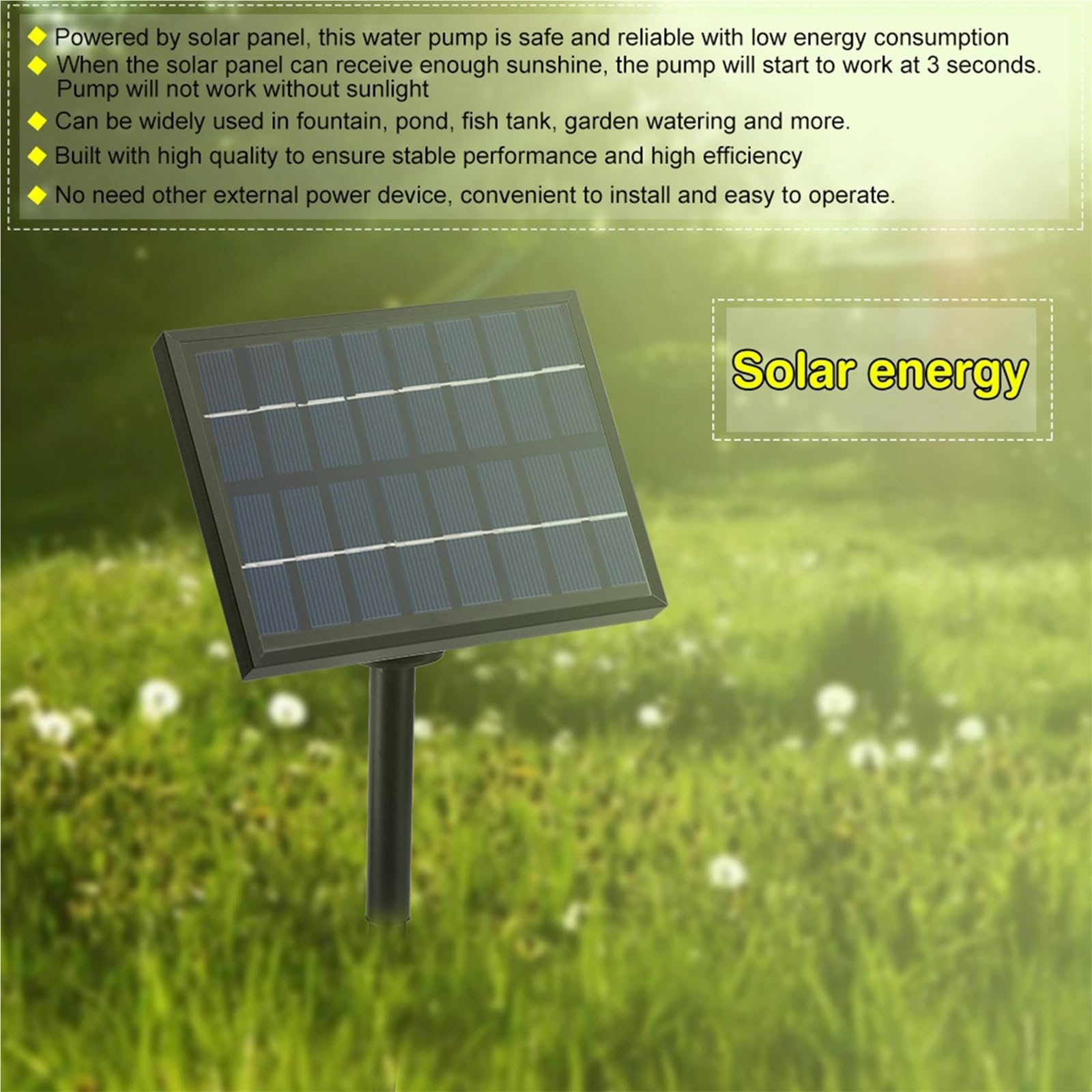 Pompka Słoneczna Zestaw pompy fontanny słonecznej Panel słoneczny i pompa wodna Wysokowydajna pompa wodna do ogrodu domowego Solarna pompa fontannowa