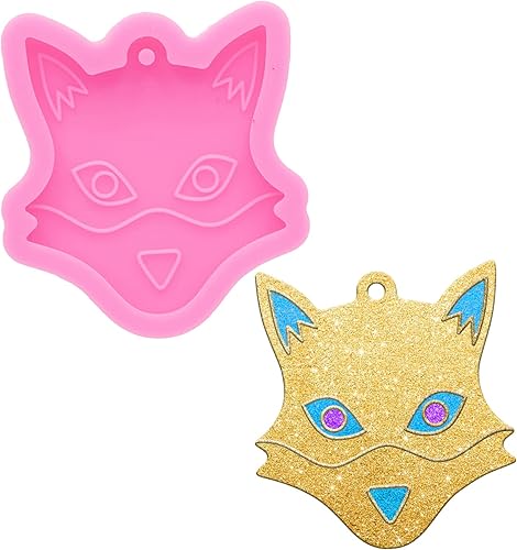 Molde de resina de silicona con cara de zorro para llavero, molde de resina de exposición para joyería y colgantes, regalo ideal, lindo collar,