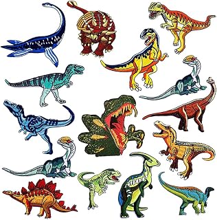 14Pcs Dinosaur Embroidered Patches Sew on Patches Dinosaur Iron on Patch Applique Patch Repair Embroidered Appliques for Clothes Sew/Iron on Jackets Backpacks Hat Dress Fabric for DIY Accessories