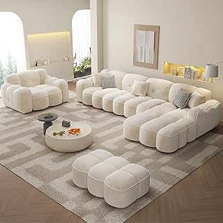 Beige 5 Seater L-Shape Sectional Sofa Set