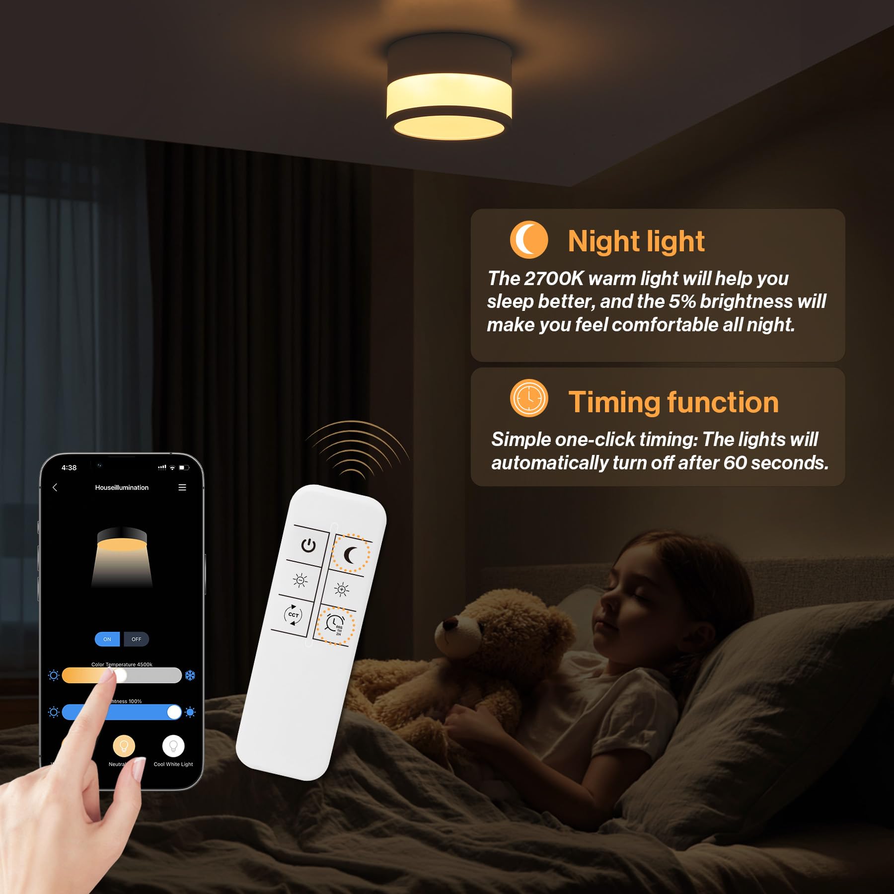 2x focos led interior techo Dimmable, IP65 focos techo con aplicación de control remoto, Lámpara de techo de 12W, Blanco, 2700K-6500K, Plana, Aluminio, 230V, Redondo, para baño, Ø10cm
