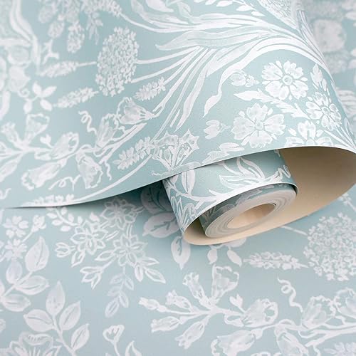 Miniatura 4 de World of Wallpaper Harlen Woodland Animal Flor y Planta Temática Pintado a Mano Estilo Damasco Papel pintado Dormitorio Guardería Pato Huevo Azul