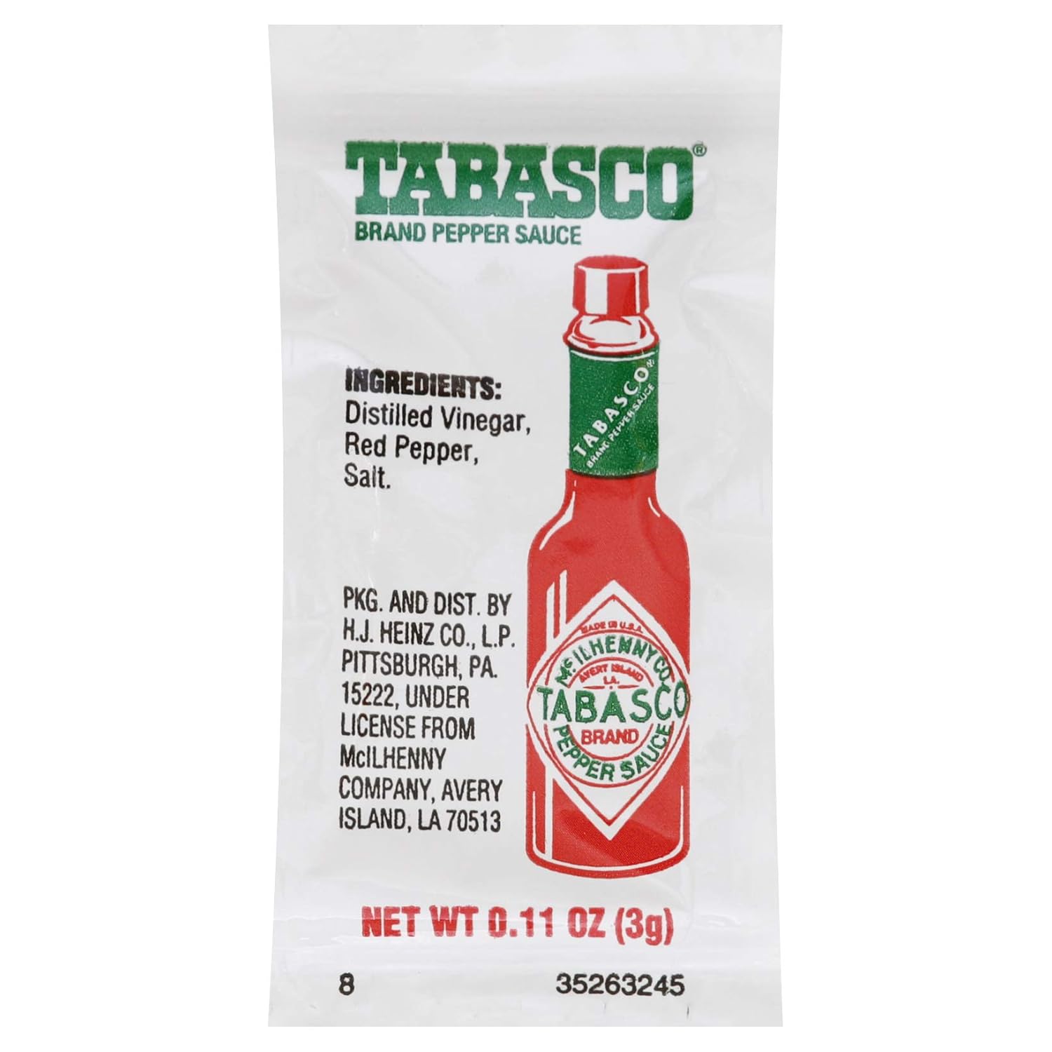 TABASCO Pepper Sauce Single Serve Packet (0.1 oz Packets