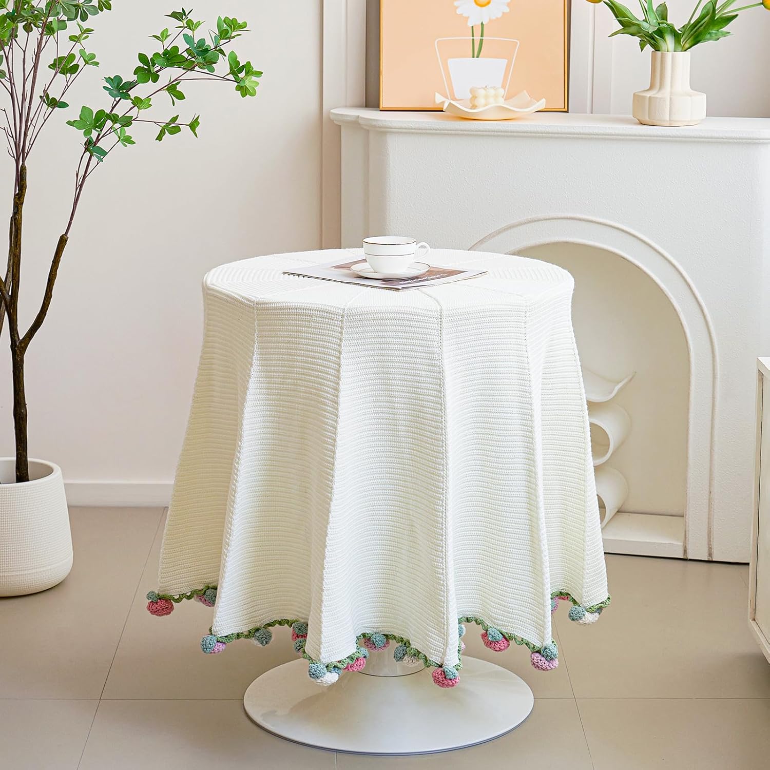 Crochet Flower Bouquet Throw Blanket, Handmade Knitted Blanket with Rose Flowers, Cute Romantic Gift for Her Girlfriend Mom Mother’s Day Valentine Wedding Anniversary Birthday, Pink and White - Image 9