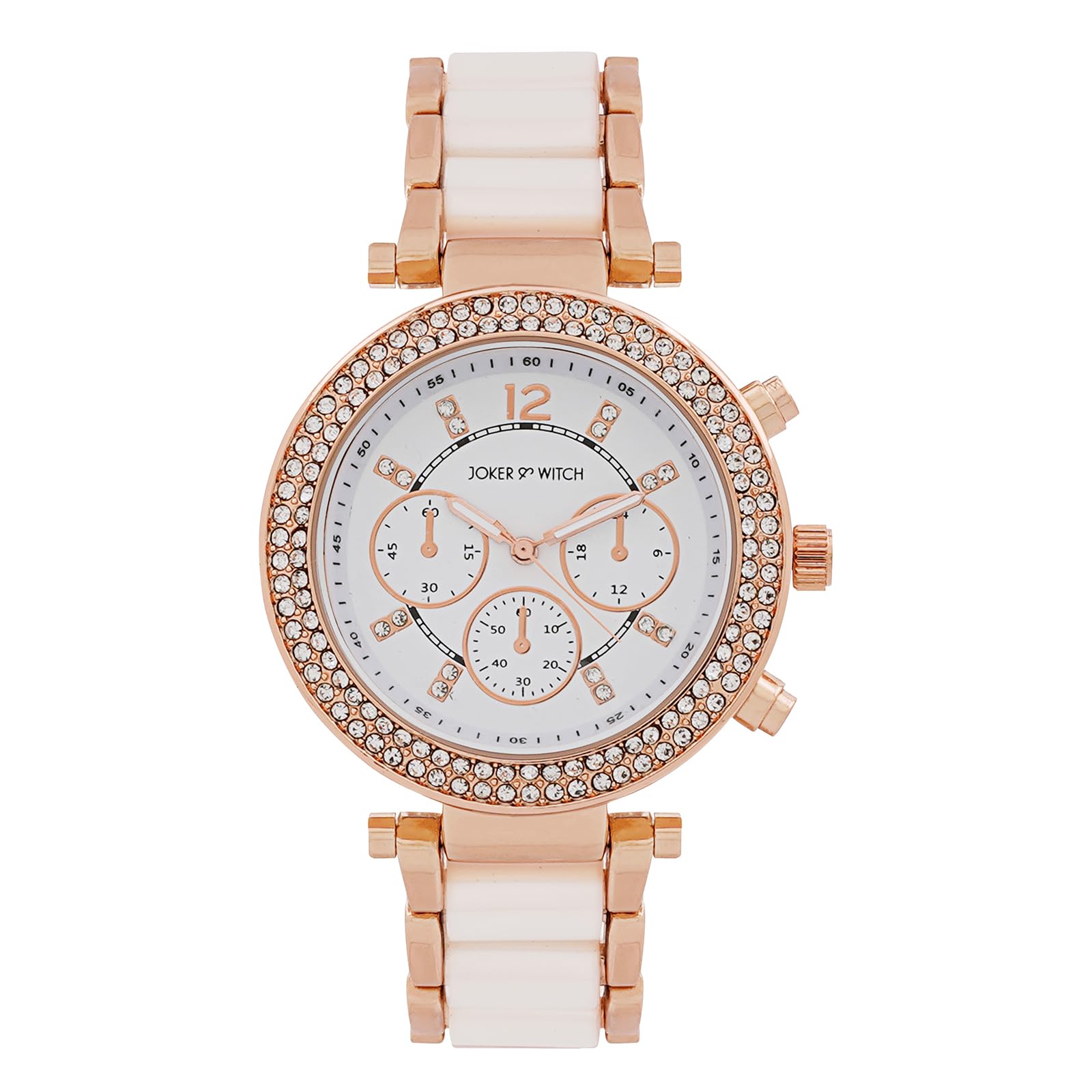 joker and witch 40mm white dial 18mm white metal alloy strap watch for women