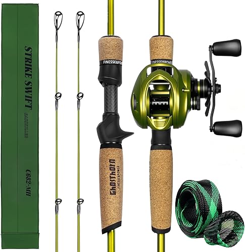 Ghosthorn Fishing Rod and Reel Combo Dual Tip Fishing Pole Baitcasting Combo Ultra Light 2-Piece Rod with Natural Cork Handle for Freshwater