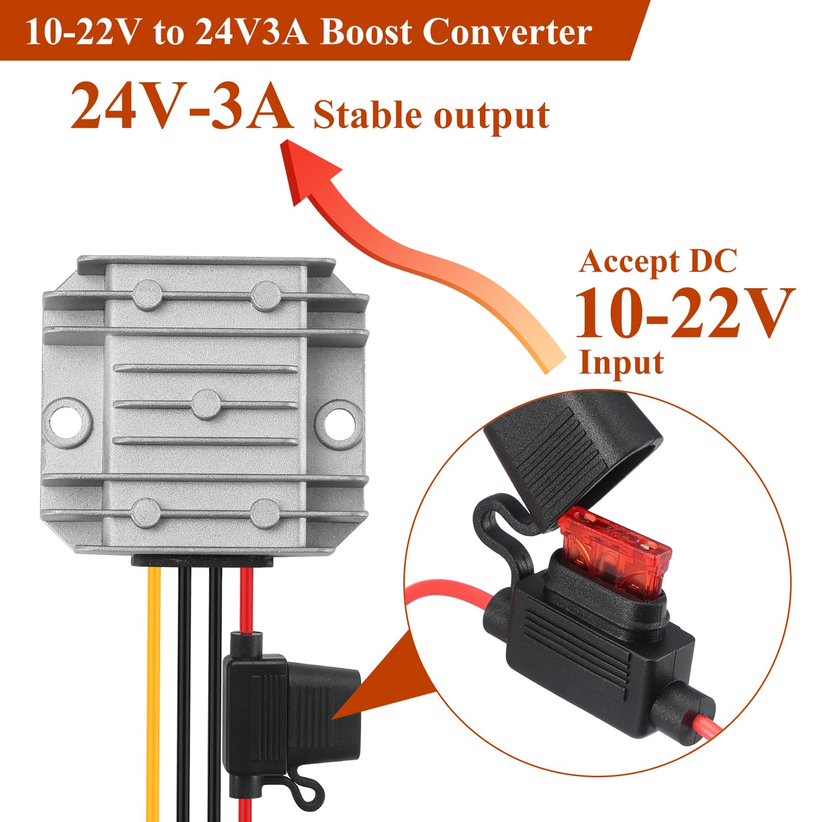 Convertisseur AC/DC 5V 3A étanche IP67 - 15W - Pour Véhicules, Camping, Extérieur - Entrée 10-40V, Sortie 5V