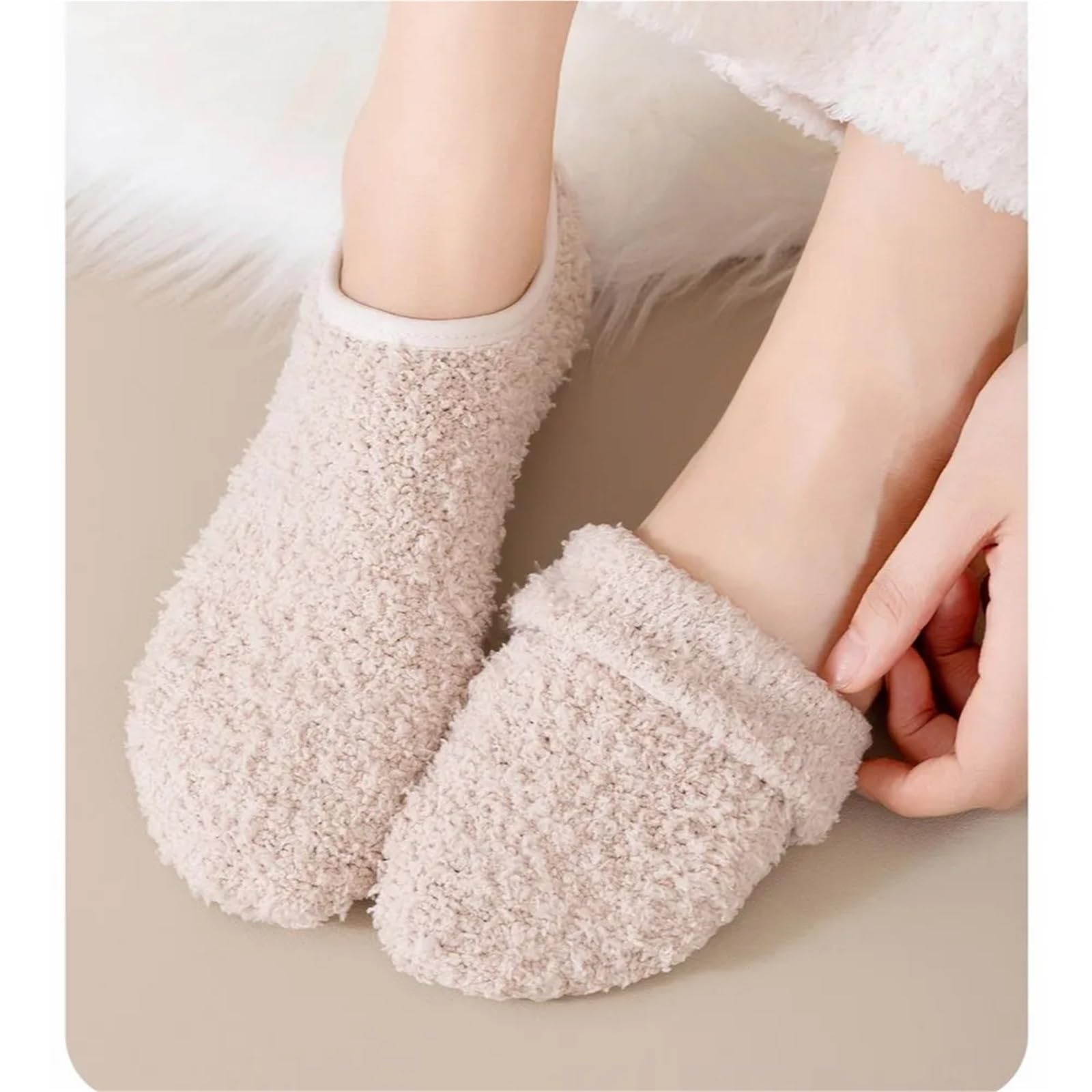 Flauschige Socken für Damen, 1 Paar, Korallen-Fleece-Socken, für Herren und Damen, für Herbst und Winter, mit rutschfestem kurzem Schlauch