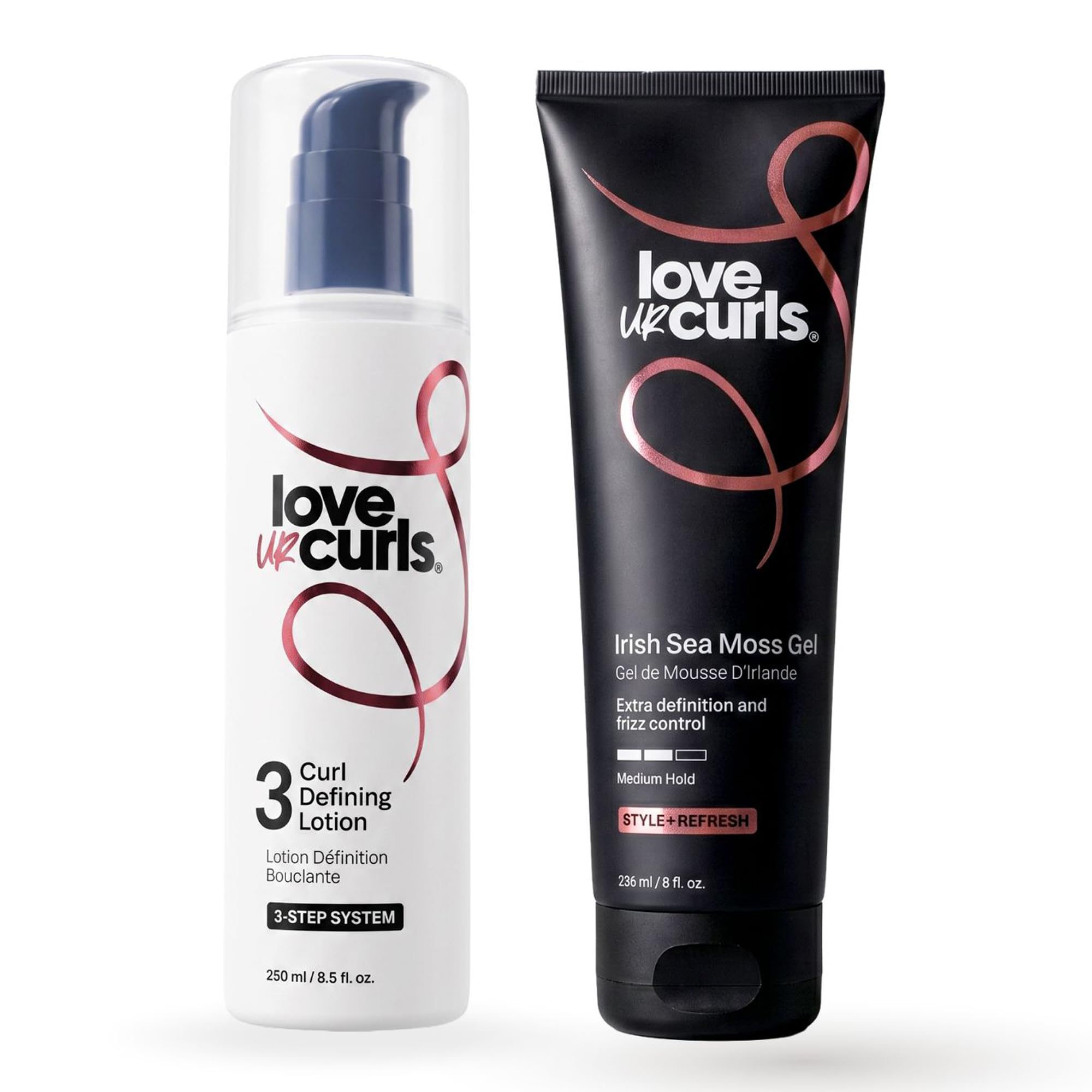 Love Ur Curls Curly Hair Products - Defining Cream and Sea Moss Gel Bundle | All in One curl defining cream with shea butter plus medium hold curl gel