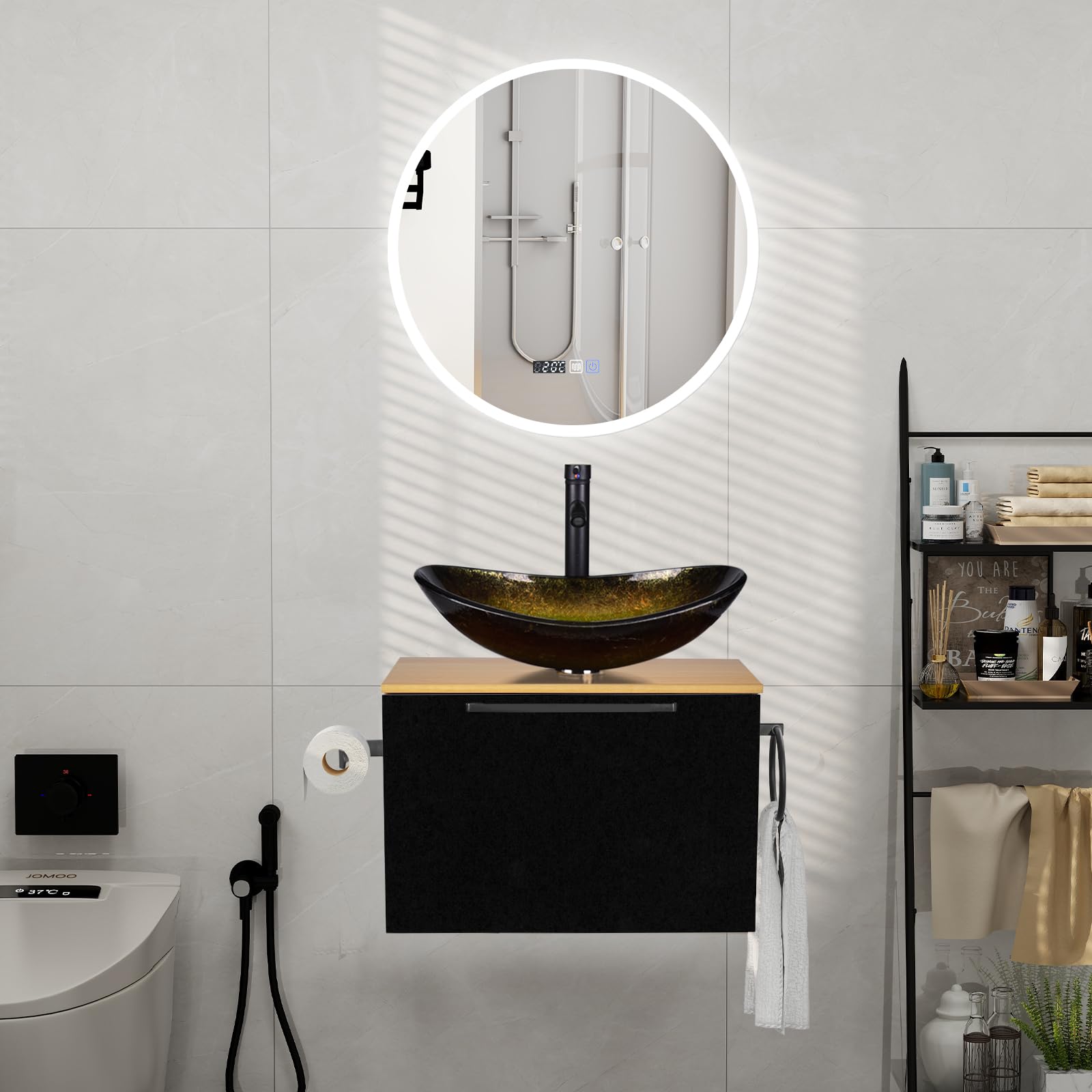 ARTETHYS Badmöbel Set 60cm Waschbecken mit Unterschrank Wandmontage