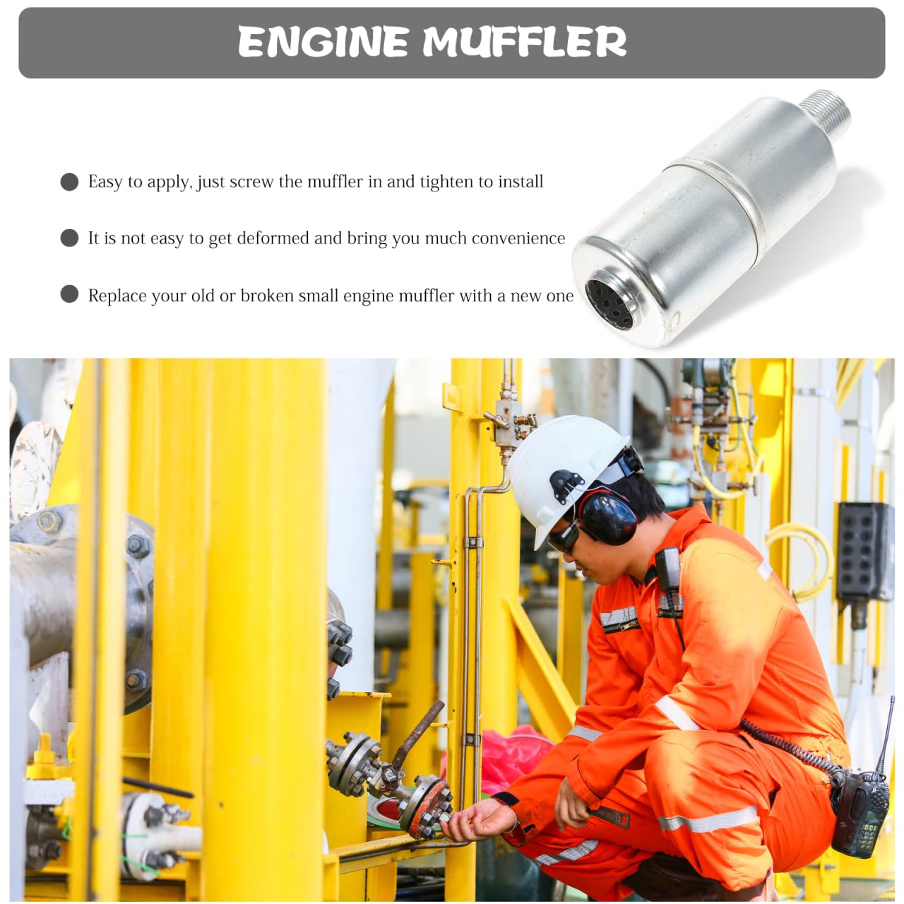 ibasenice Kleiner Motorschalldämpfer Mit 3/4 Zoll Gewinde Für Rasenmähermotoren Und Stromgeneratoren Ersatz Aus Metall Für Rasenmäherzubehör Einfach Zu Montieren