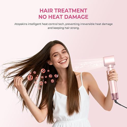 Vista 7 de Juego de cepillos para secador de pelo 5 en 1, moldeador de aire caliente desmontable, cepillo de secador, 3 ajustes de calor, estilizador